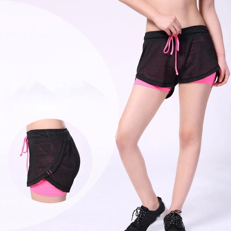 Women's Running Shorts Gym Shorts Drawstring 2 in 1 Bottoms Two Tone Athletic Breathable Sweat wicking Quick Dry Yoga Fitness Gym Workout Regular Fit Sportswear Activewear