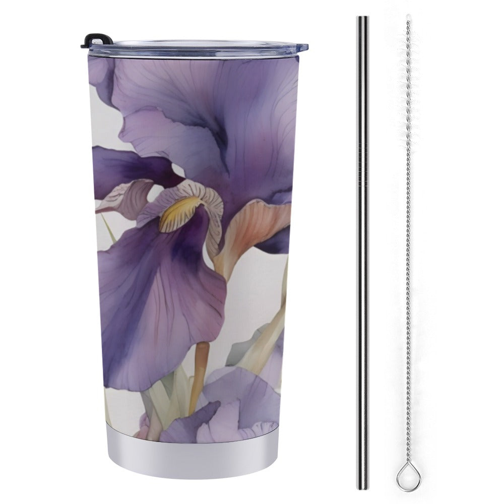 Iris Travel Mug, Iris Birth Month Travel Mug, Birth Month travel Mug, February Birth Month, Travel Coffee Mug 20 Oz