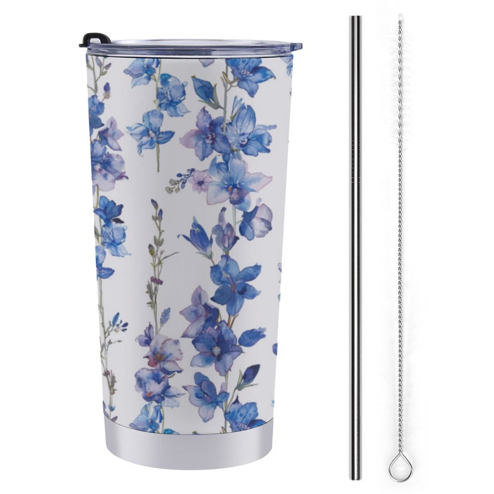 Larkspur Travel Mug, Larkspur Birth Month Travel Mug, Birth Month travel Mug, July Birth Month, Travel Coffee Mug 20 Oz