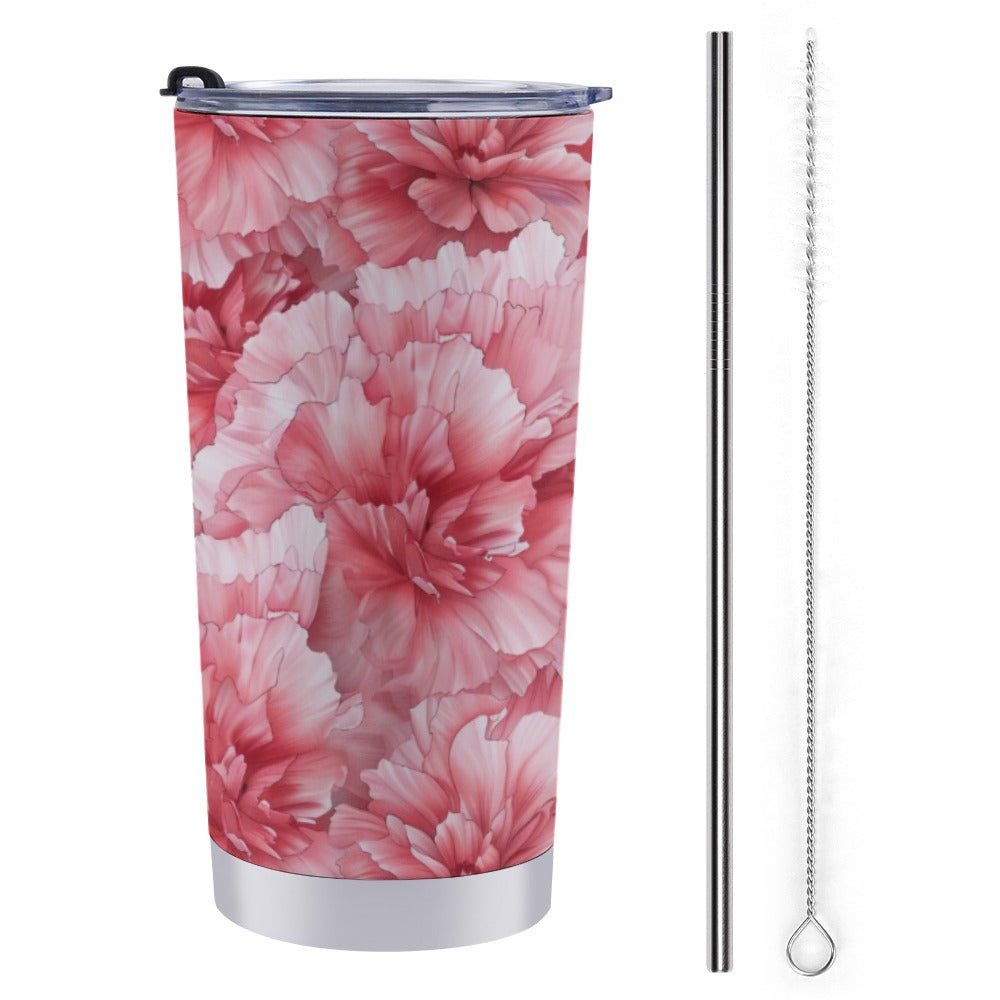 Carnation Travel Mug, Carnation Birth Month Travel Mug, Birth Month travel Mug, January Birth Month, Travel Coffee Mug 20 Oz