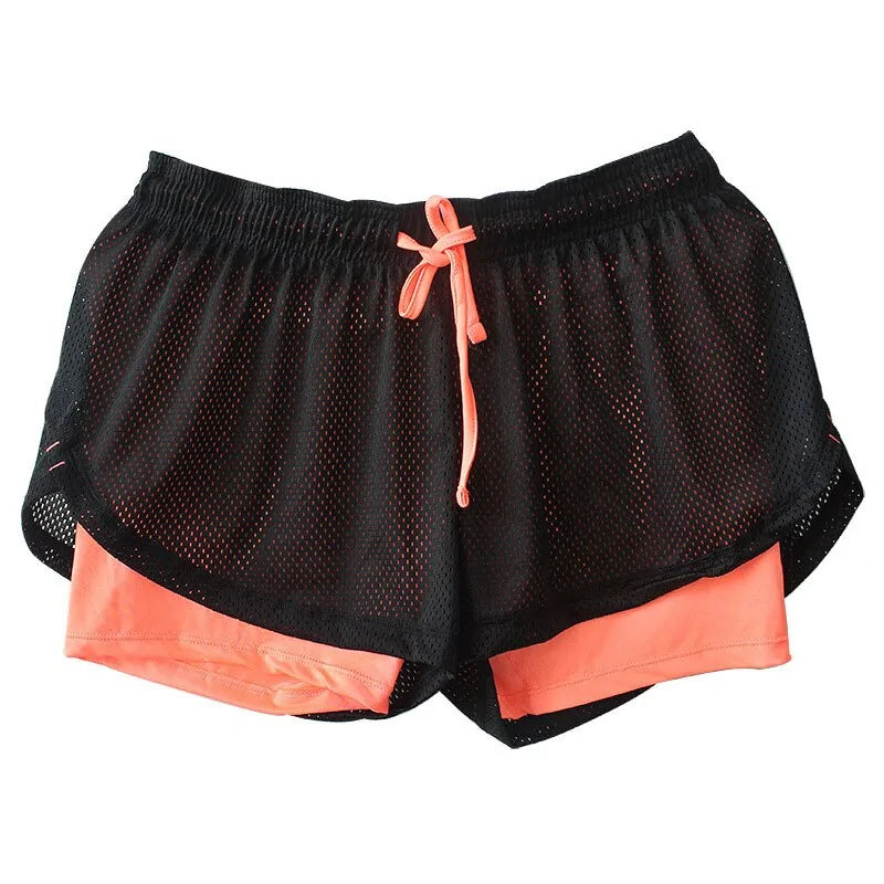 Women's Running Shorts Gym Shorts Drawstring 2 in 1 Bottoms Two Tone Athletic Breathable Sweat wicking Quick Dry Yoga Fitness Gym Workout Regular Fit Sportswear Activewear