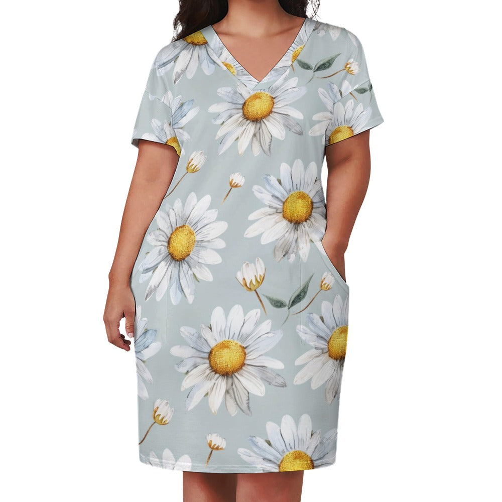 Daisy, April, Daisy Dress, April Birth Month, Small to Plus Size Dress, Birth Month Dress, Loose pocket dress