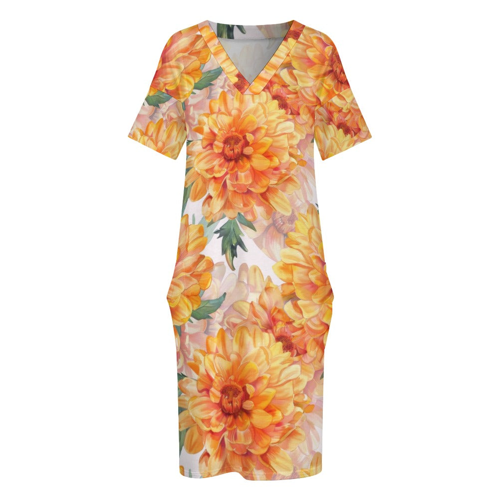 Marigold, October, Marigold Dress, October Birth Month, Small to Plus Size Dress, Birth Month Dress, Loose pocket dress