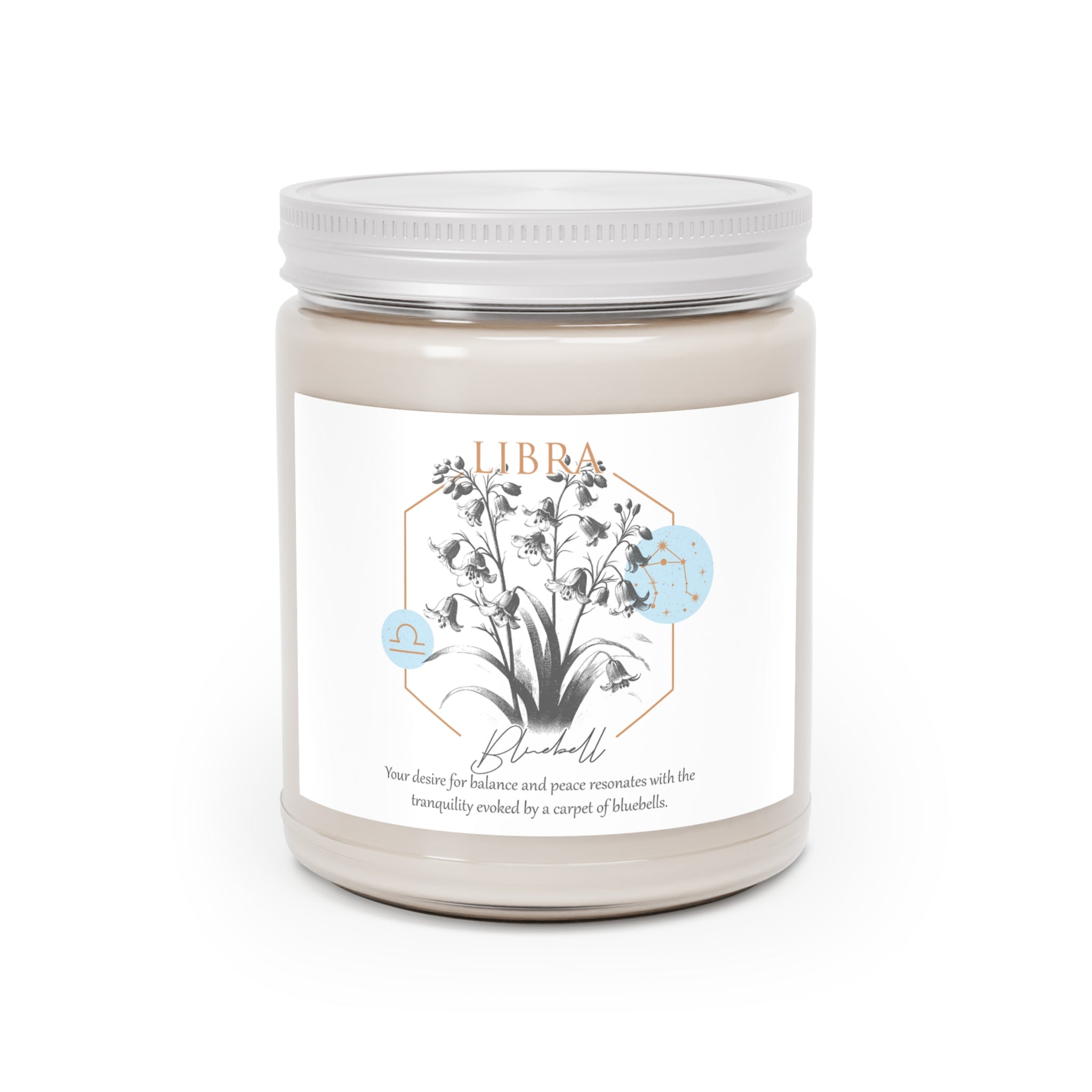 Libra Candle, Zodiac Candle, Birth Flower Blue Bells Candle,  Scented Candles, 9oz