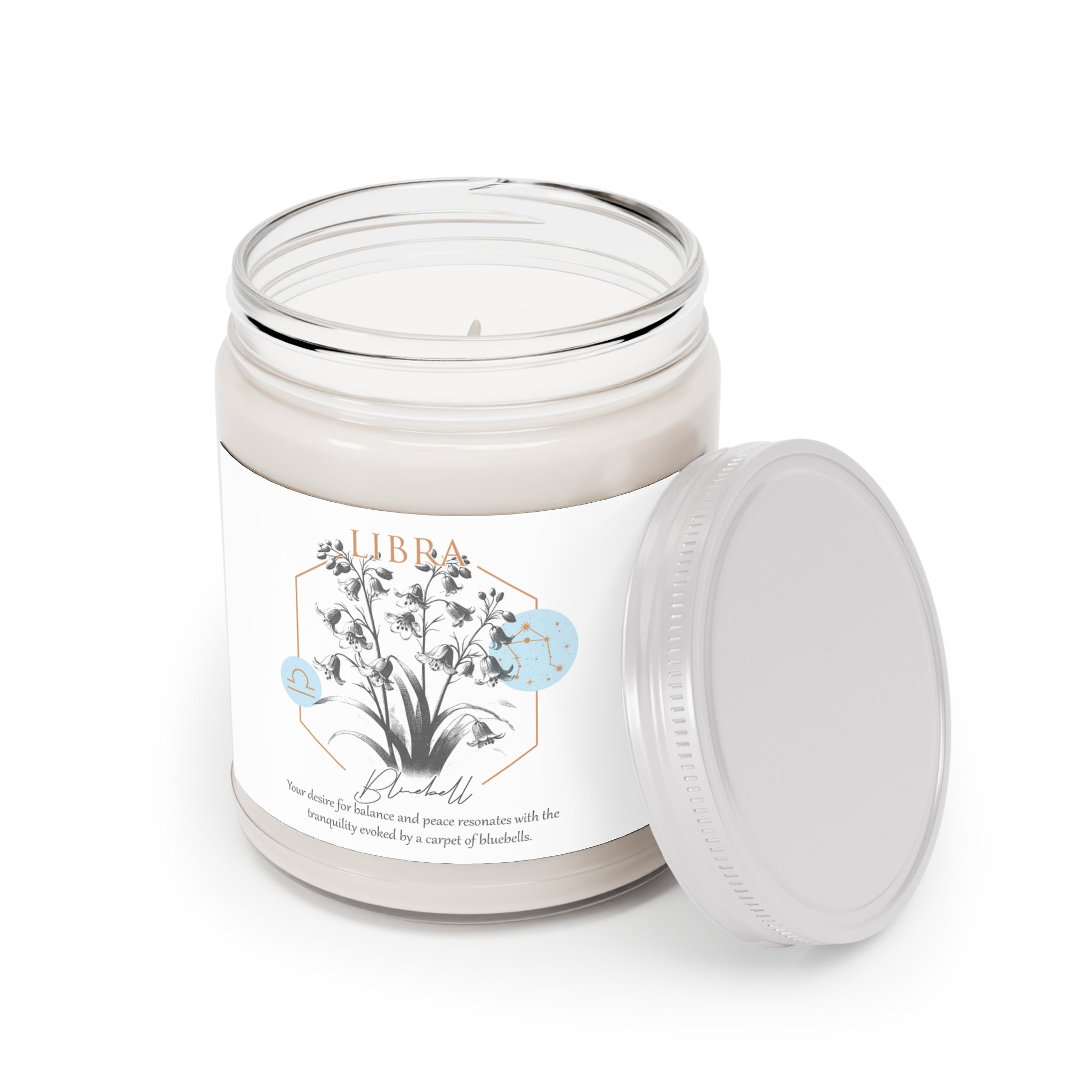 Libra Candle, Zodiac Candle, Birth Flower Blue Bells Candle,  Scented Candles, 9oz