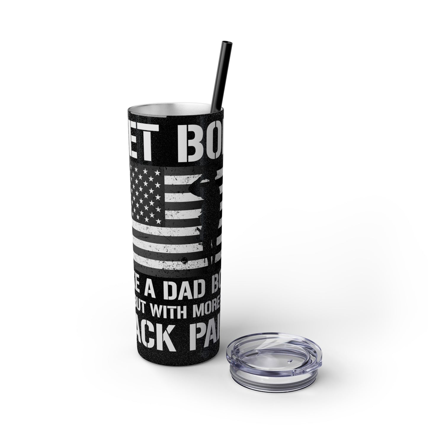 Vet Bod Like a Dad Bod But With More Back Pain Skinny Tumbler with Straw, 20oz