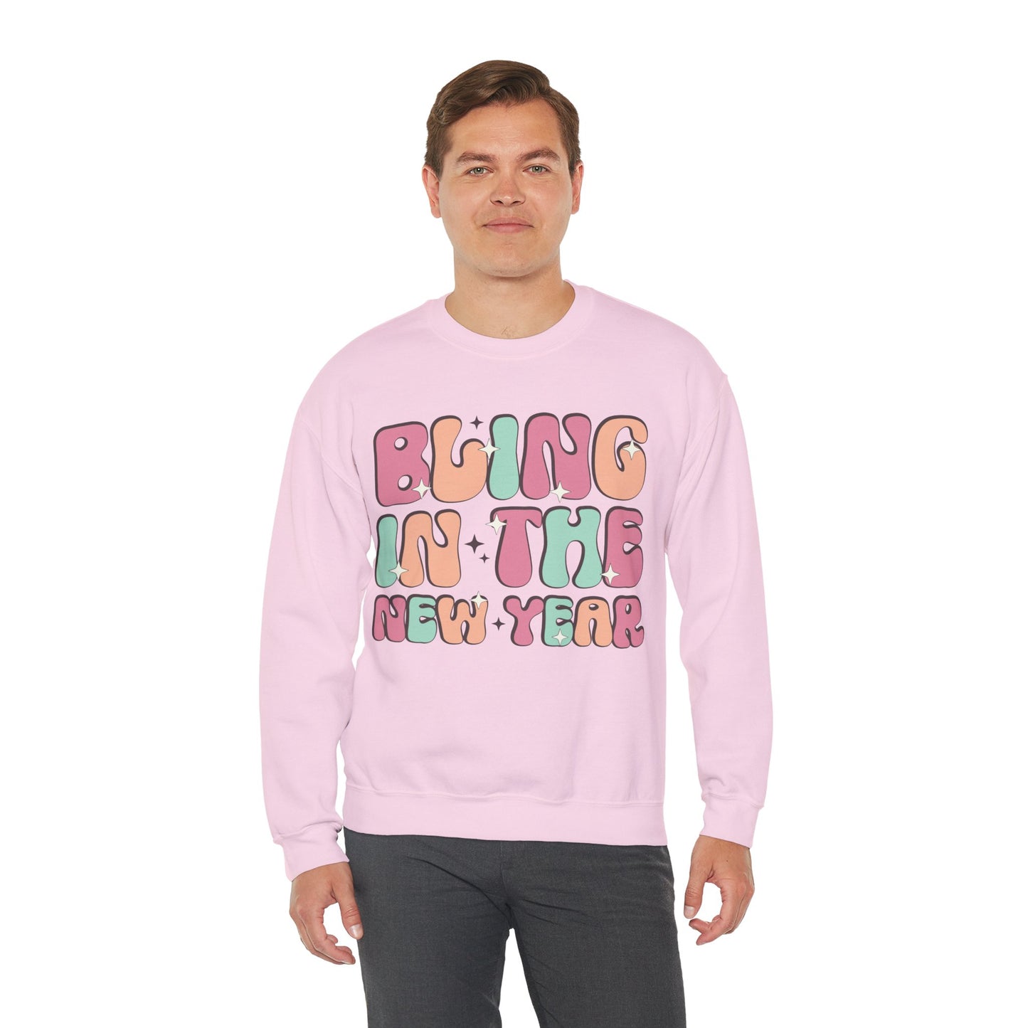 Happy New Year Sweatshirt, Retro New Year Shirt, 2025 Sweatshirt, New Year's Eve Shirt, Holiday Apparel, Trendy New Year 2025 Crewneck, Bling in the New Year