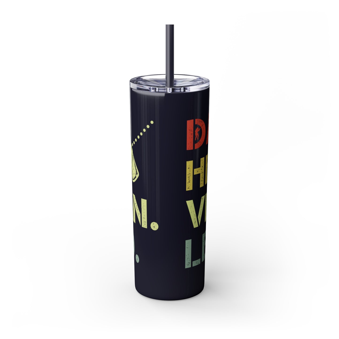 Dad Hero Legend Veteran Skinny Tumbler with Straw, 20oz