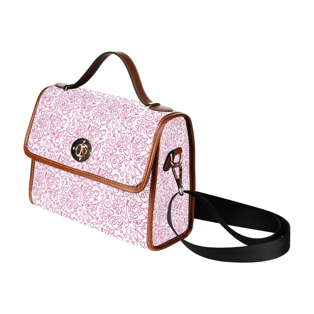 Line Art Hearts & Locks Handbag