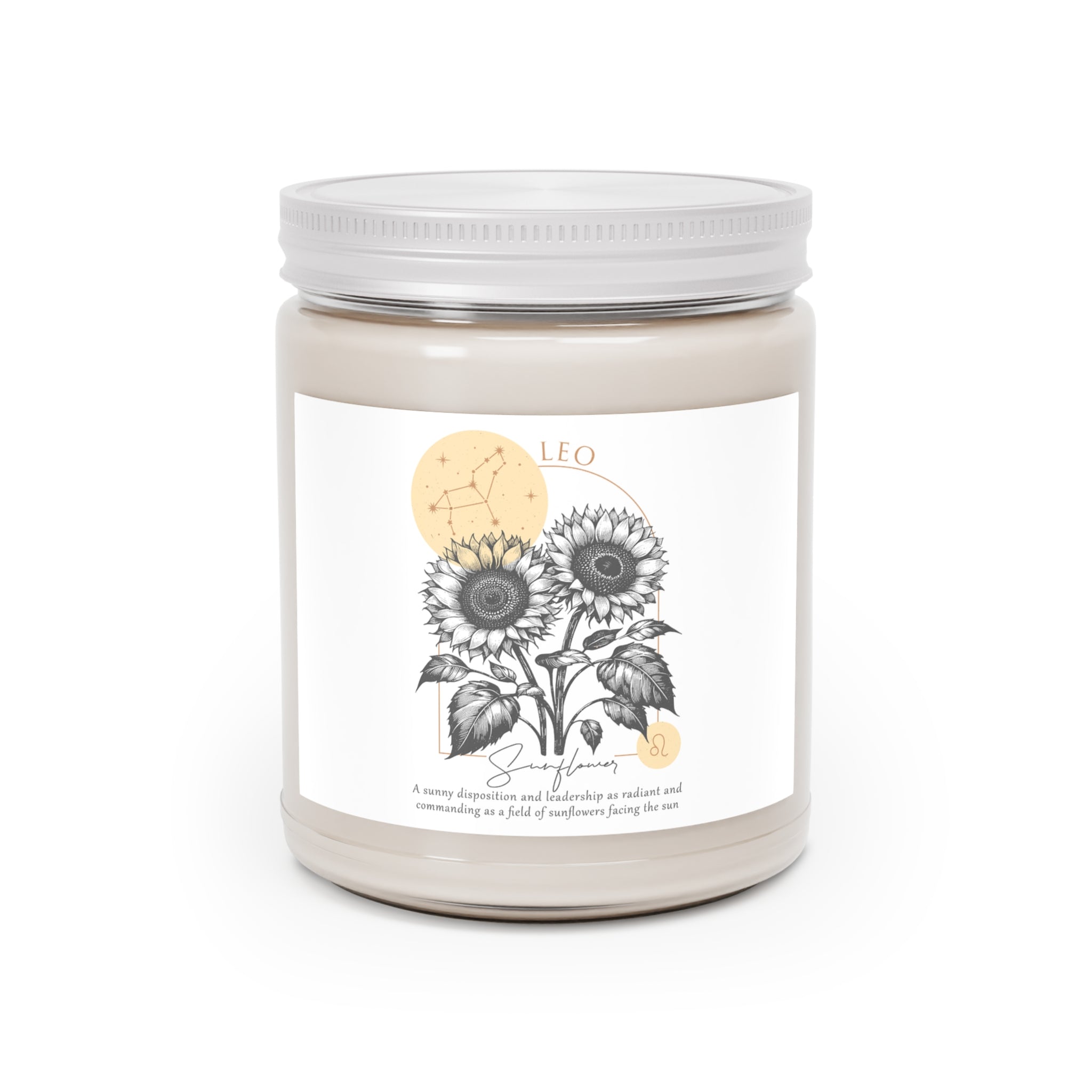 Leo Candle, Zodiac Candle, Birth Flower Sunflower Candle,  Scented Candles, 9oz