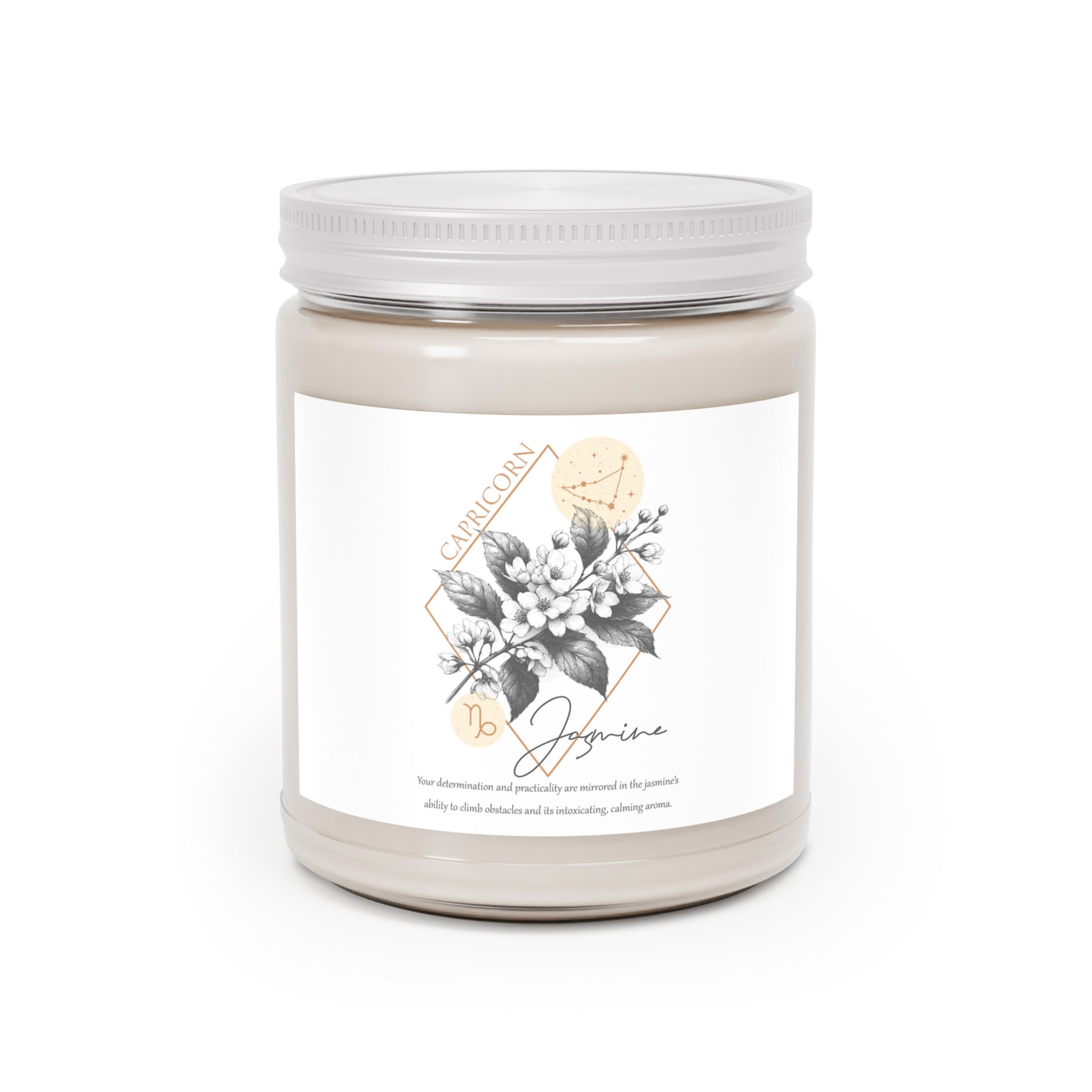 Capricorn Candle, Zodiac Candle, Birth Flower Jasmine Candle,  Scented Candles, 9oz