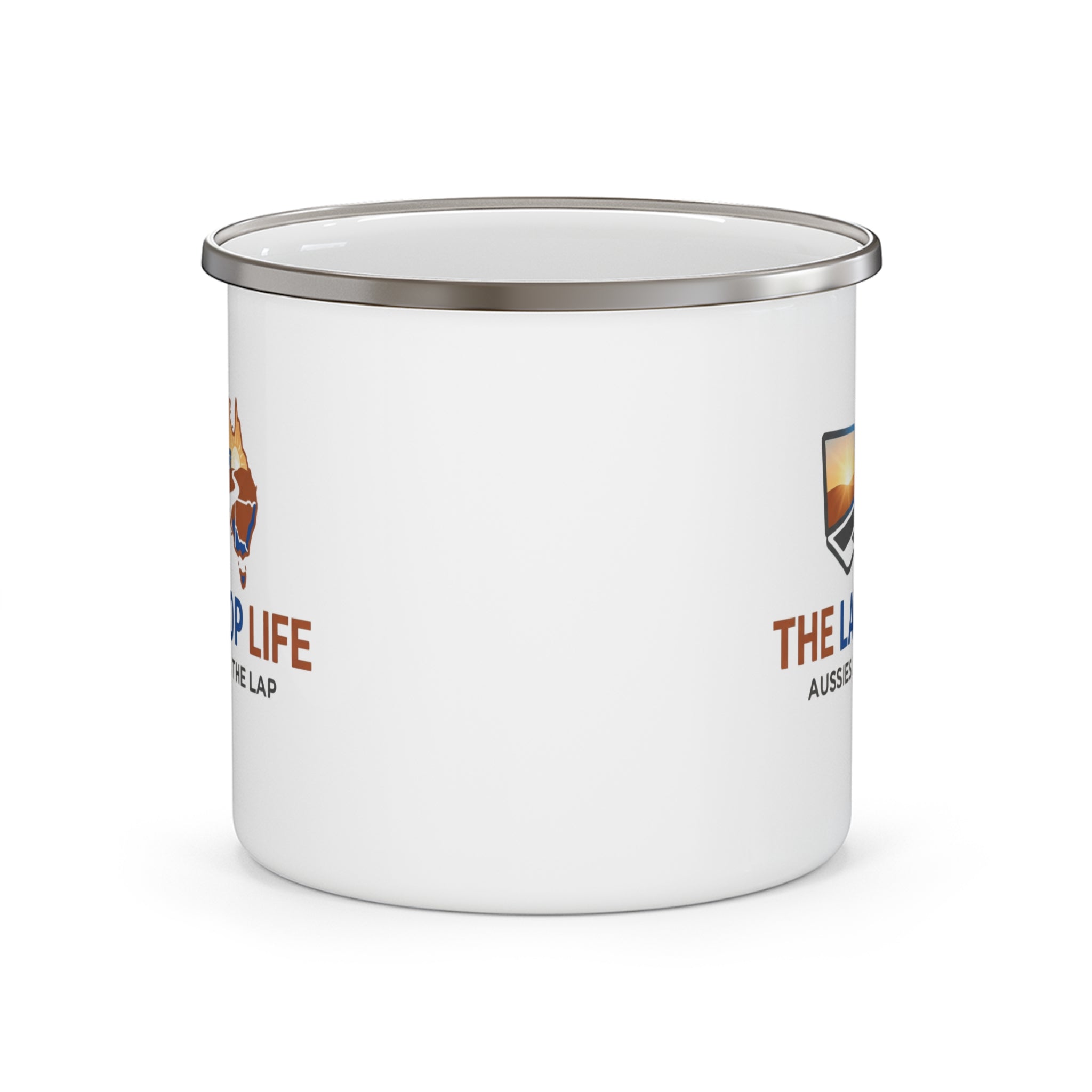 Enamel Mug — "The Laptop Life: Aussies Doing The Lap" Travel Camping Cup