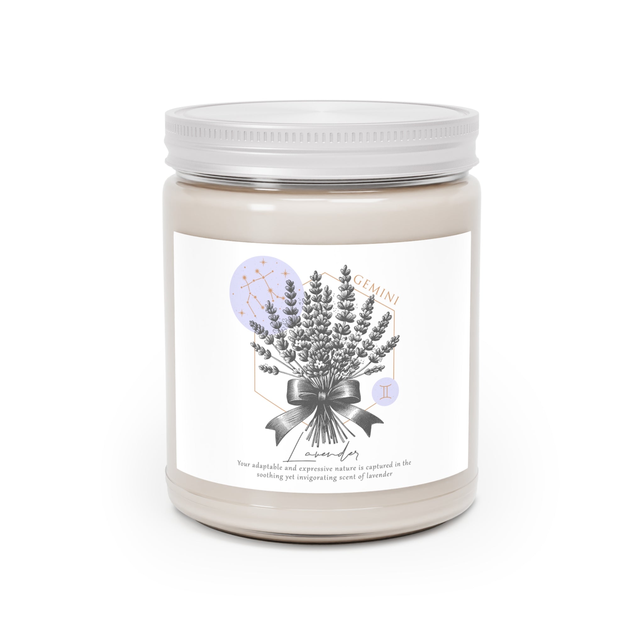 Gemini Candle, Zodiac Candle, Birth Flower Lavender Candle,  Scented Candles, 9oz