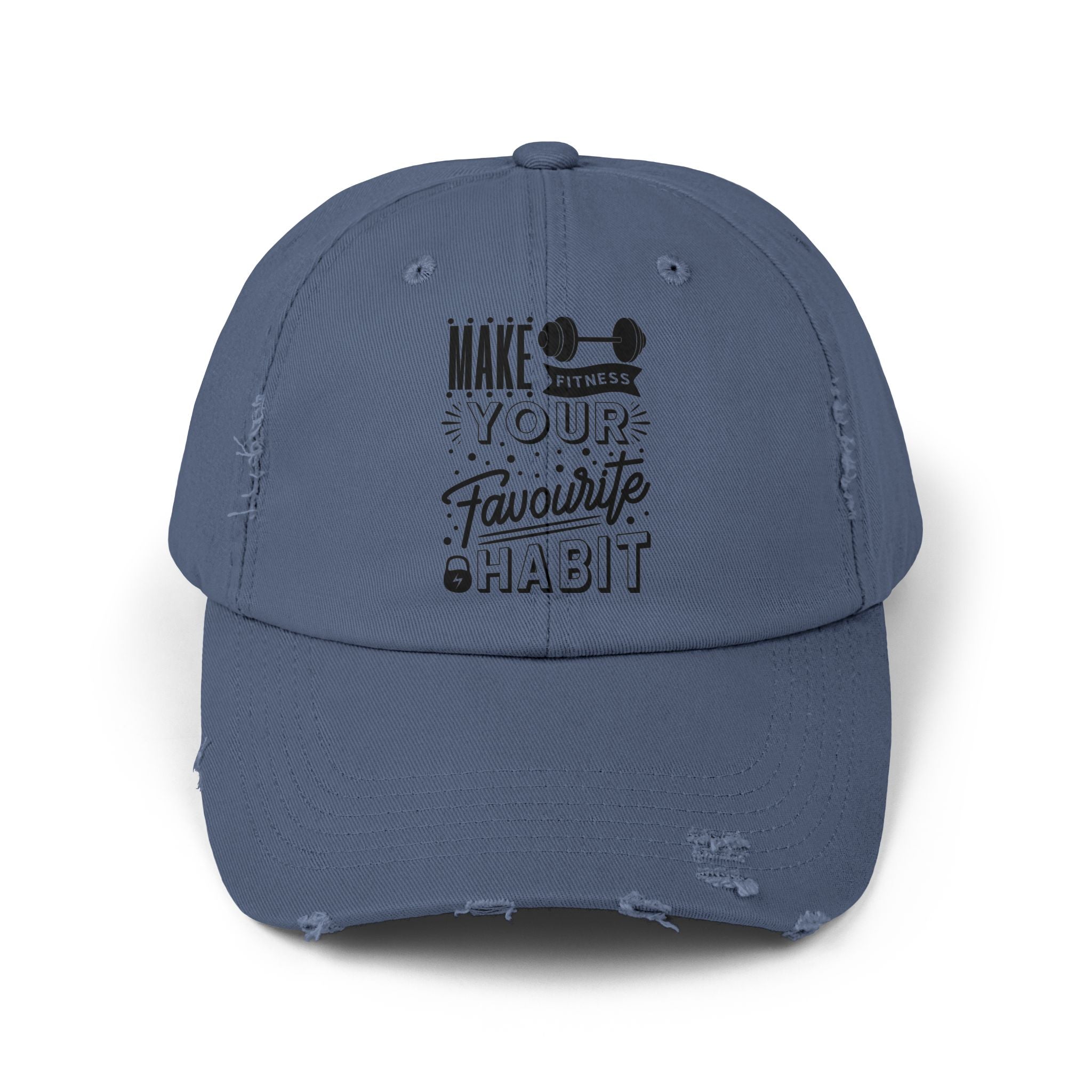 Make Fitness Your Favorite Habit, Make Fitness Your Habit Cap, Fitness Cap, Workout Cap, Unisex Distressed Cap