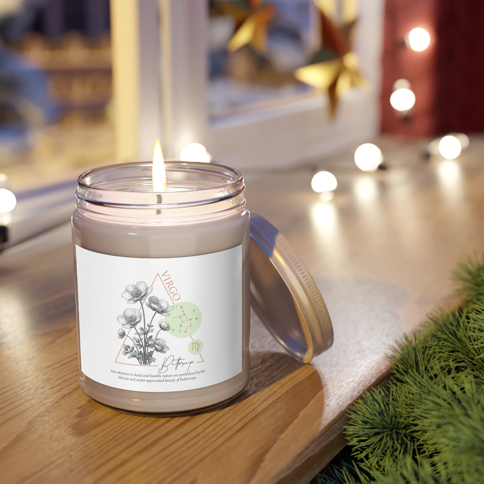 Virgo Candle, Zodiac Candle, Birth Flower Buttercup Candle,  Scented Candles, 9oz
