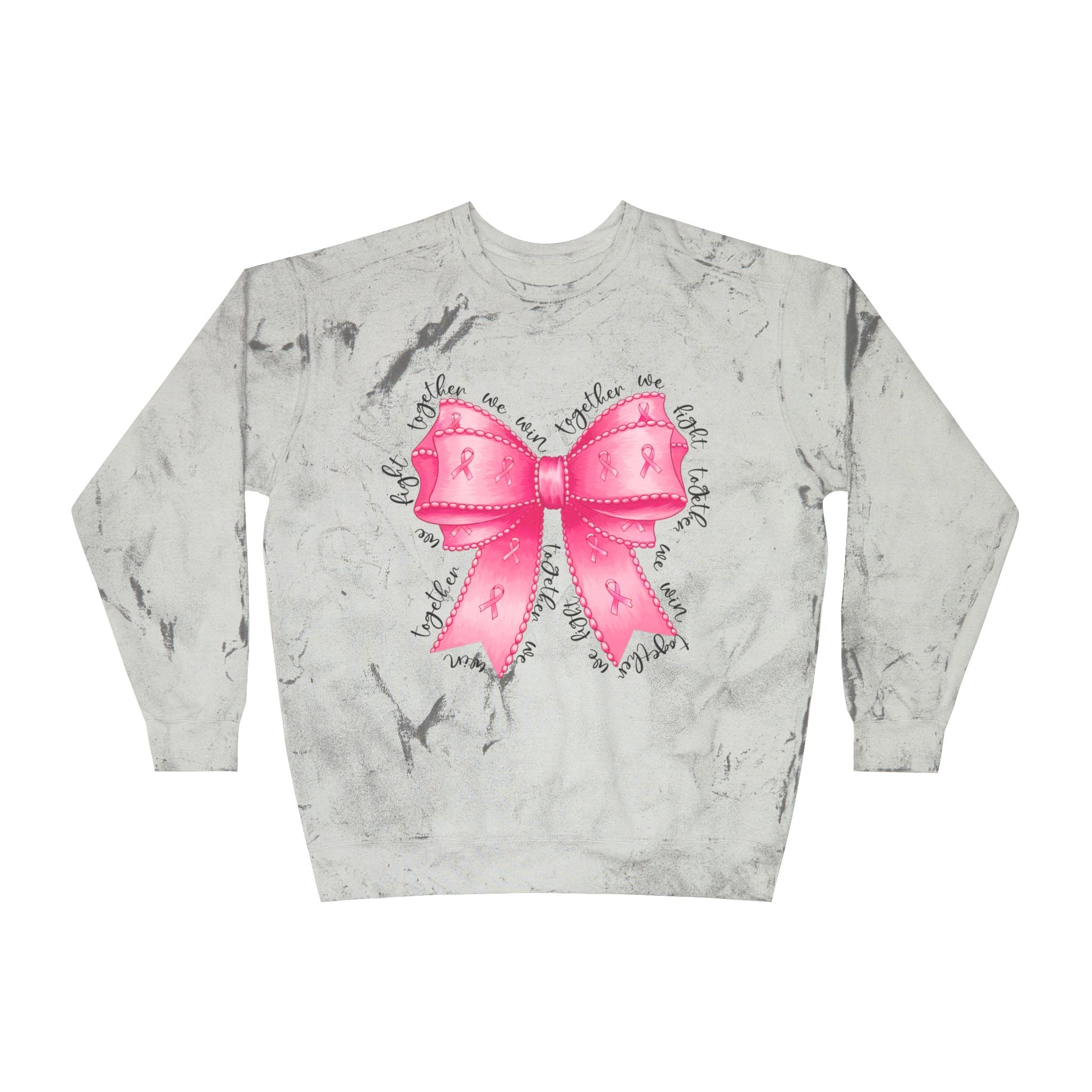 Together We Fight Together We Win, Breast Cancer Awareness Sweatshirt, Unisex Color Blast Crewneck Sweatshirt, BCA Sweatshirt