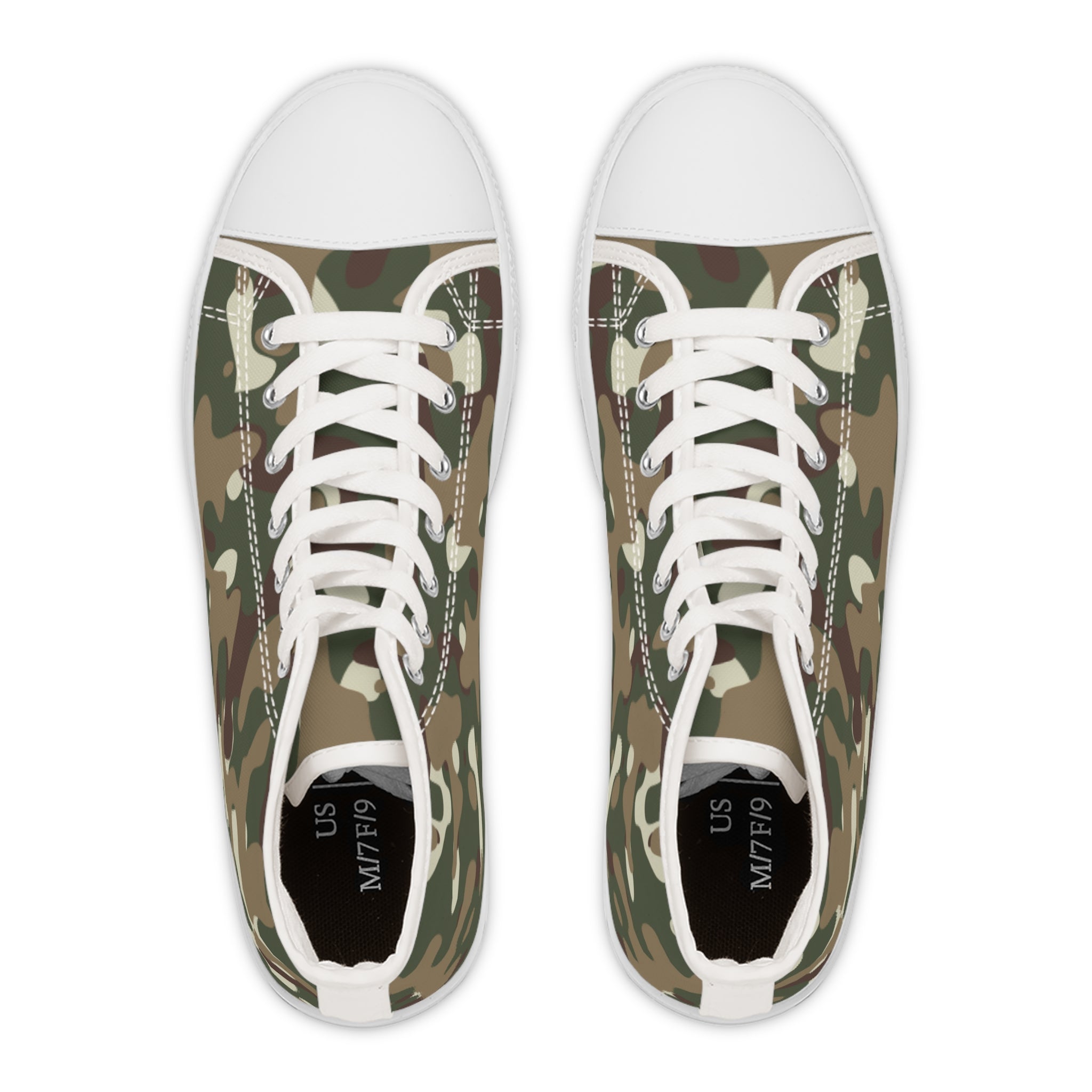 Camouflage Print Sneakers, High Top Camo Sneakers, Camo Print Shoes, Sneakers, Women's High-Top Sneakers