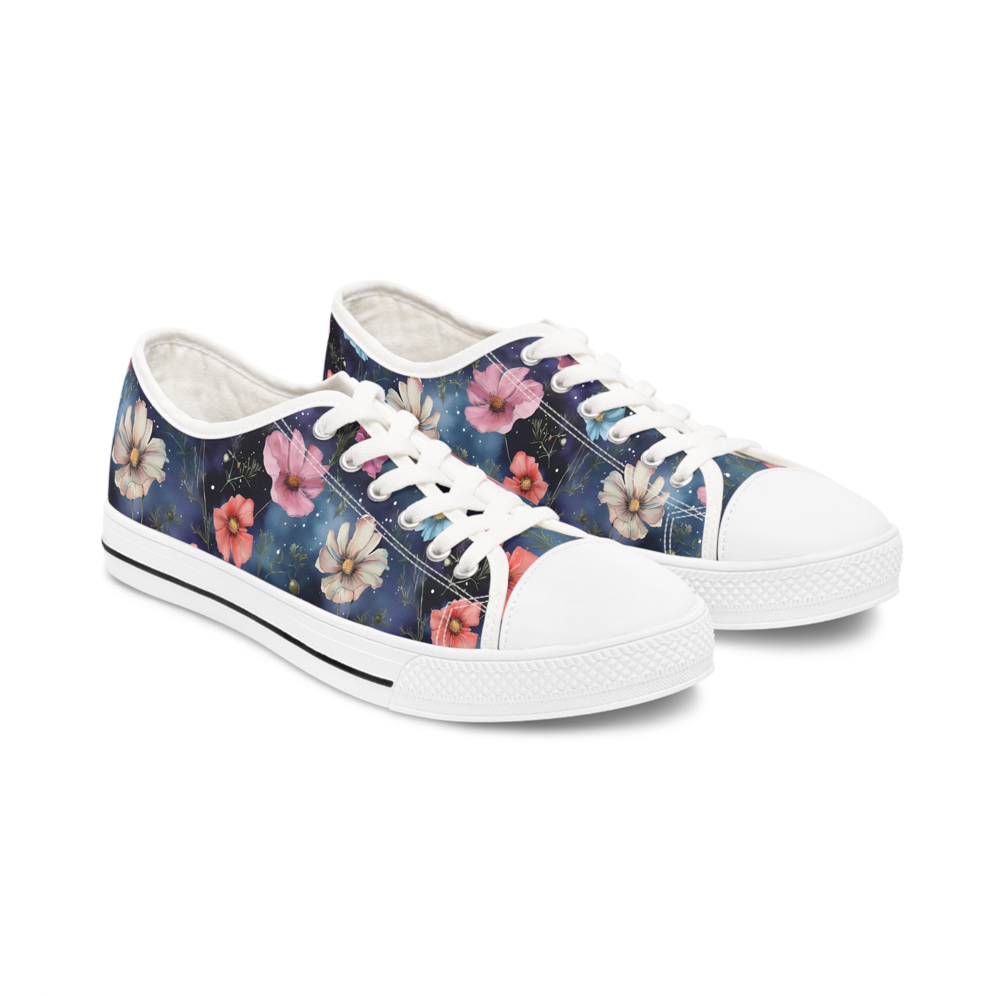 Cosmos Sneakers, Birth Flower Cosmos Sneakers, Birth Flower Sneakers, Birth Month Cosmos Sneakers, Women's Low Top Sneakers