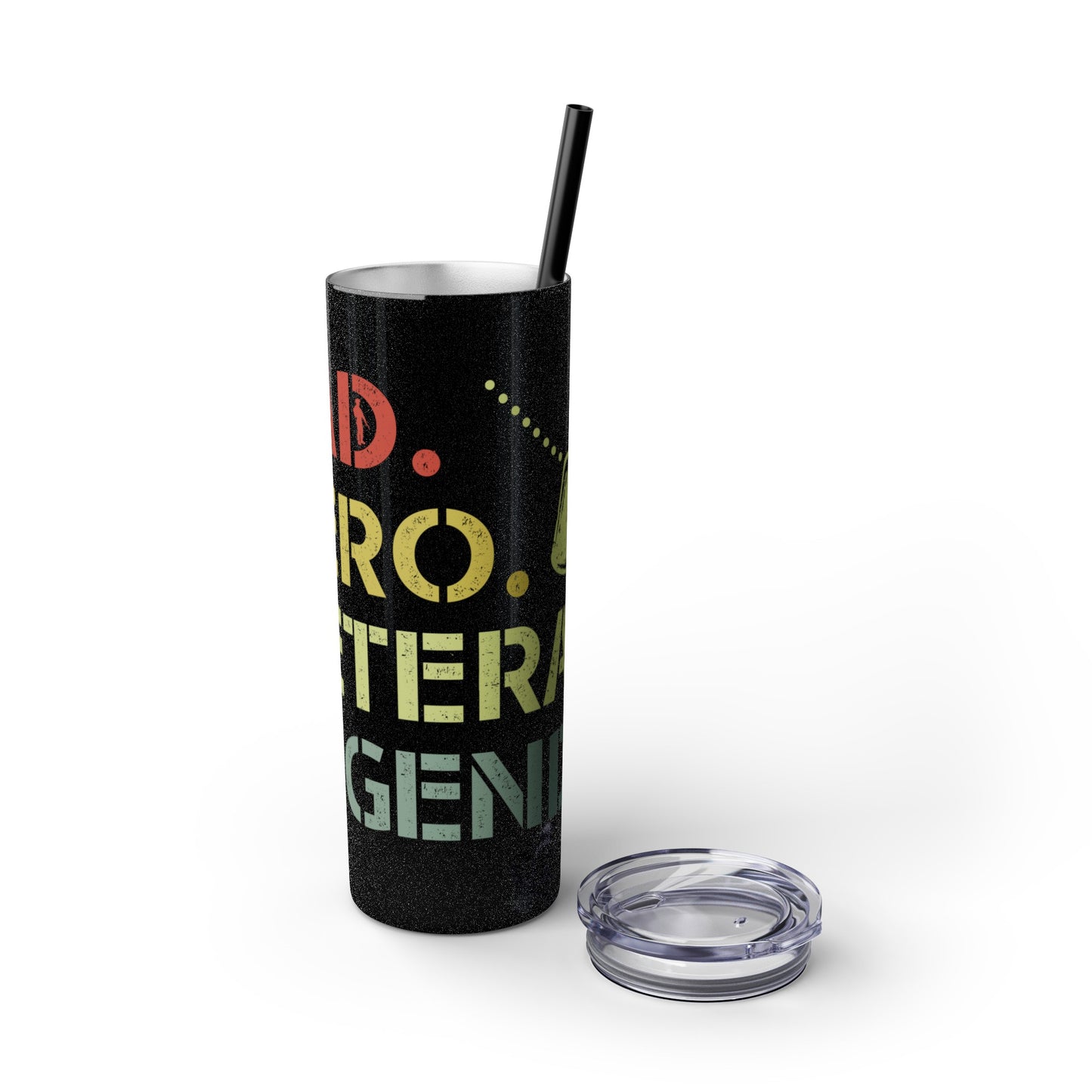 Dad Hero Legend Veteran Skinny Tumbler with Straw, 20oz