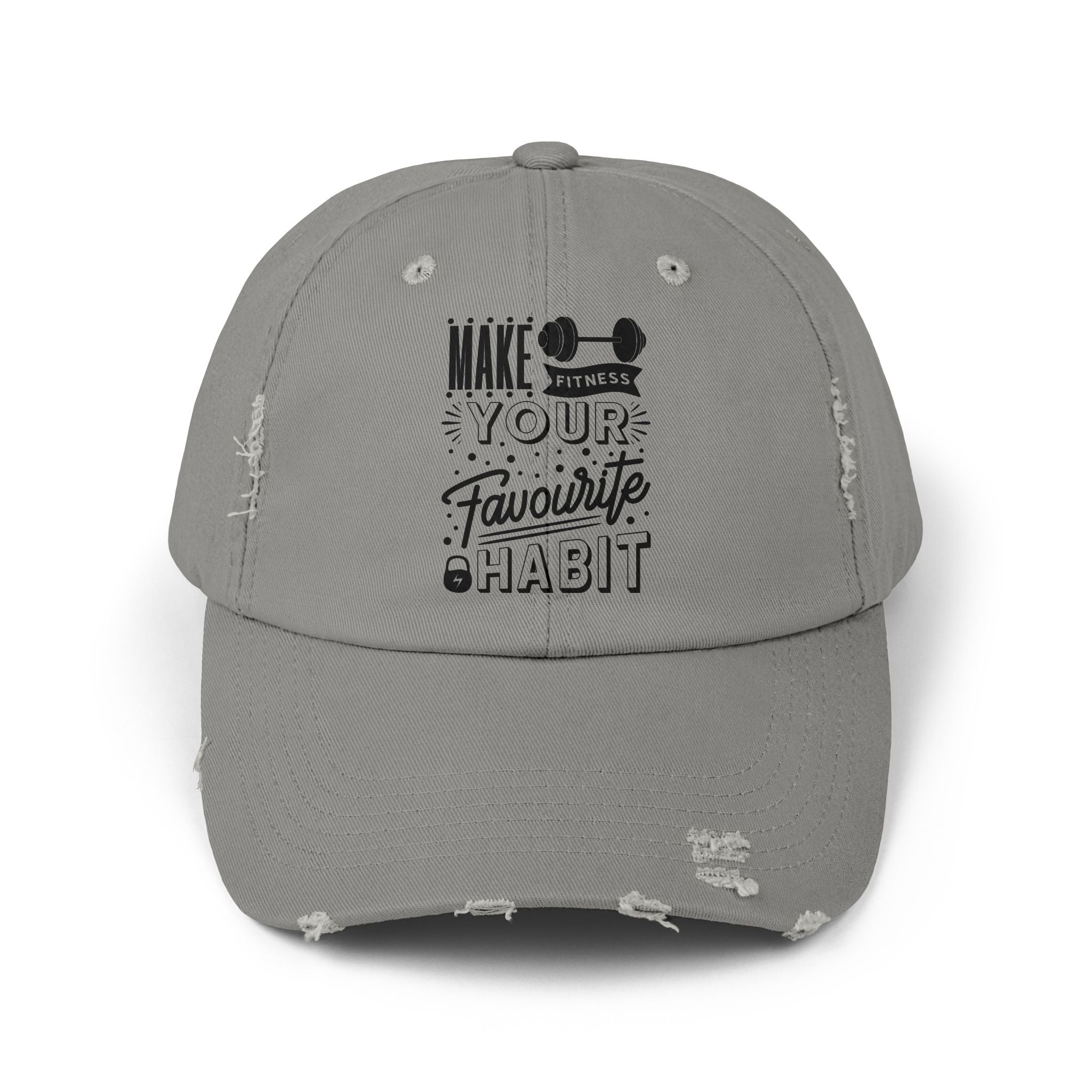 Make Fitness Your Favorite Habit, Make Fitness Your Habit Cap, Fitness Cap, Workout Cap, Unisex Distressed Cap