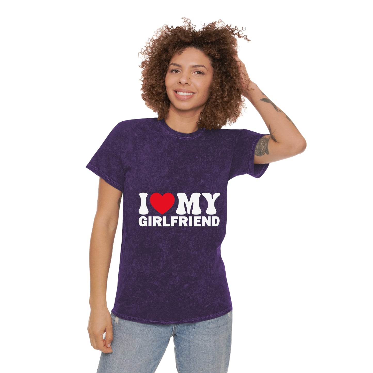 I Love My Boyfriend Unisex Mineral Wash T-Shirt