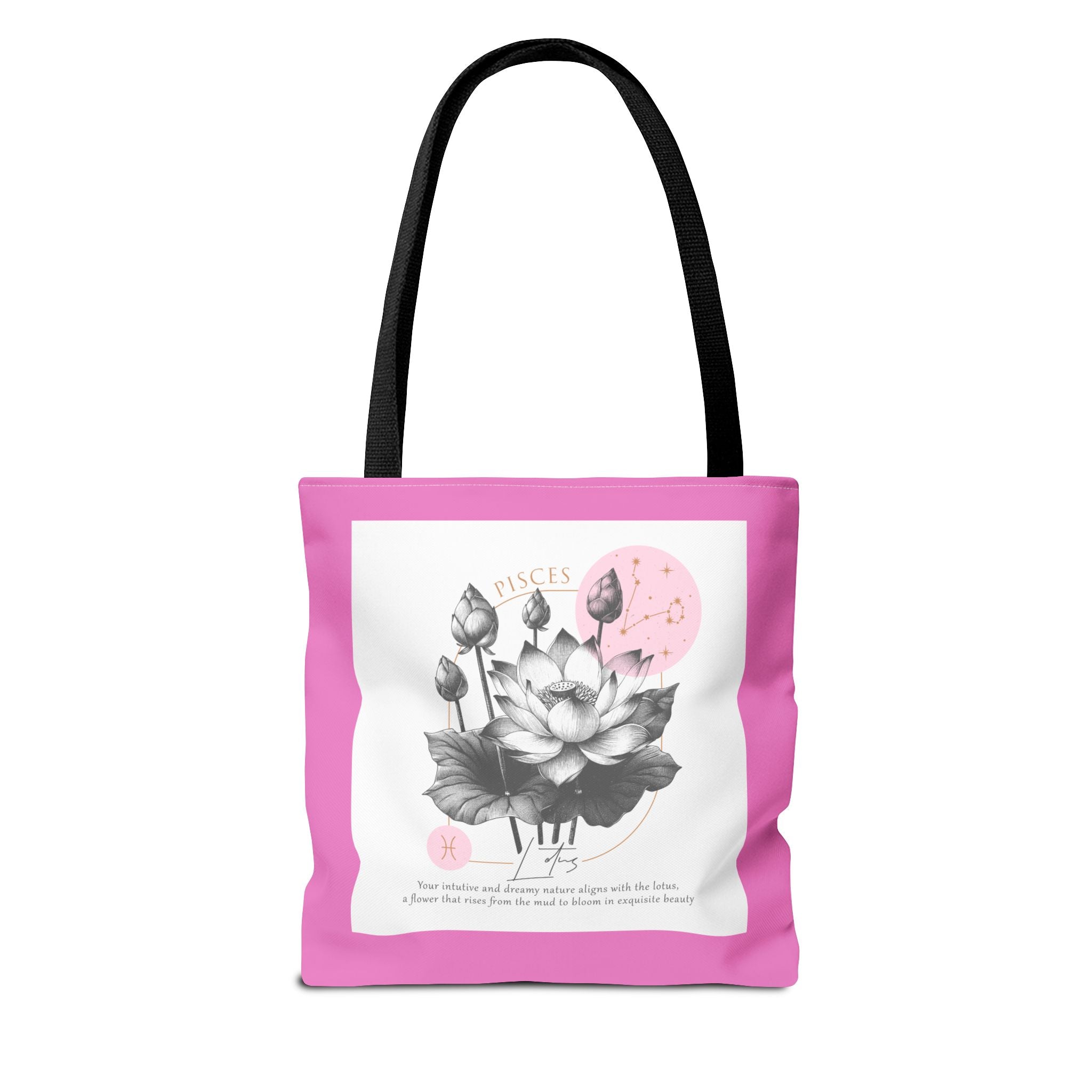 Pisces Tote, Pisces Birth Flower Tote, Lotus Birth Flower Tote, Birth Flower Tote, Lotus Flower Tote Bag