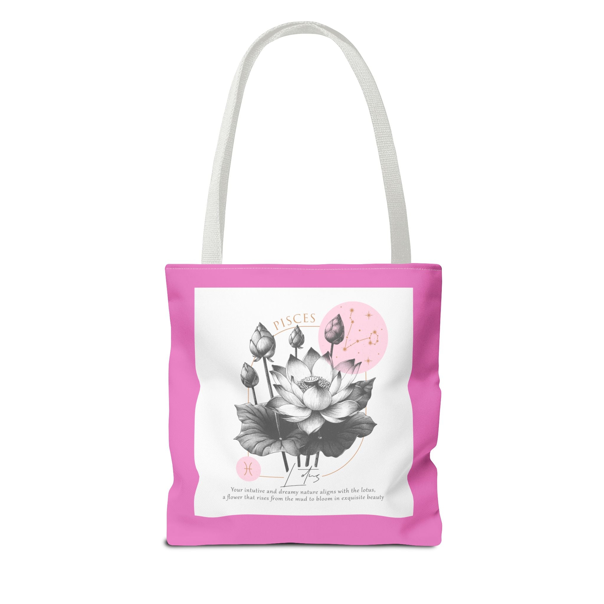 Pisces Tote, Pisces Birth Flower Tote, Lotus Birth Flower Tote, Birth Flower Tote, Lotus Flower Tote Bag