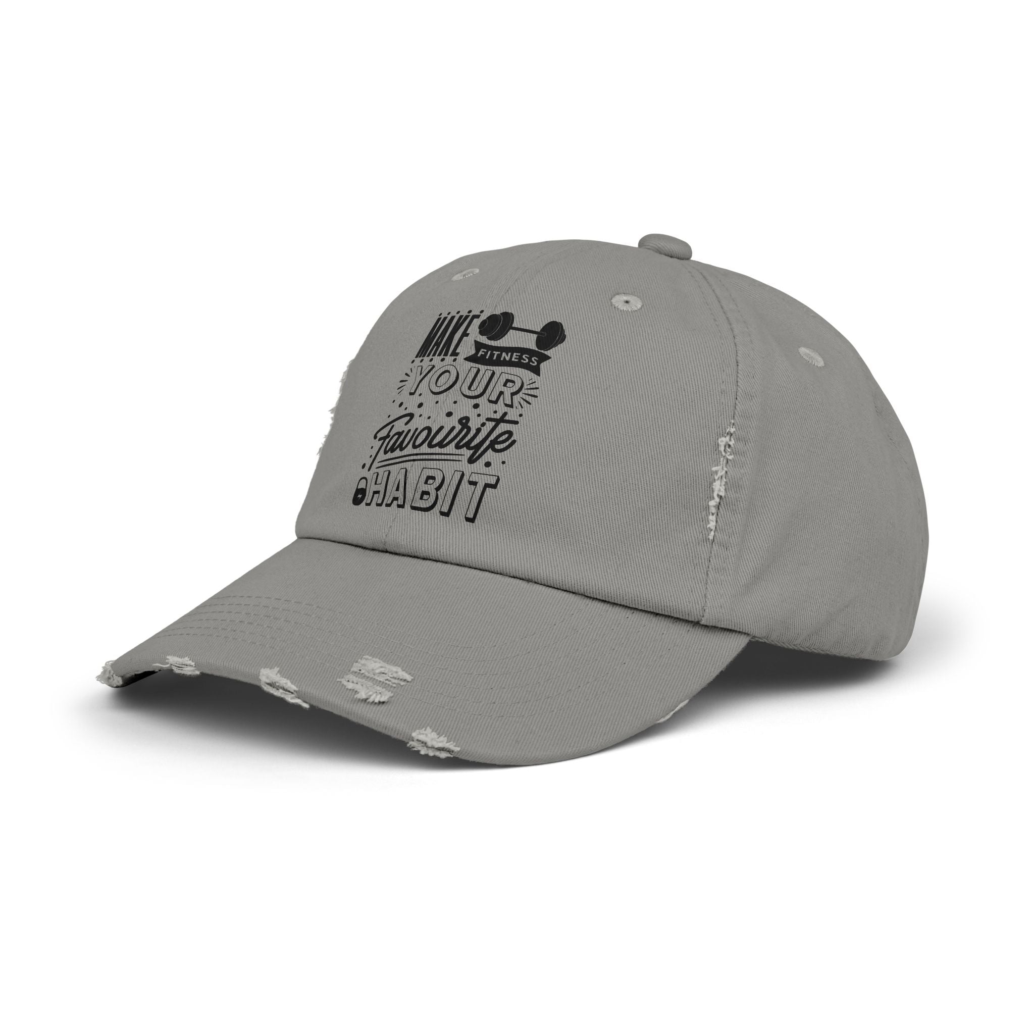 Make Fitness Your Favorite Habit, Make Fitness Your Habit Cap, Fitness Cap, Workout Cap, Unisex Distressed Cap