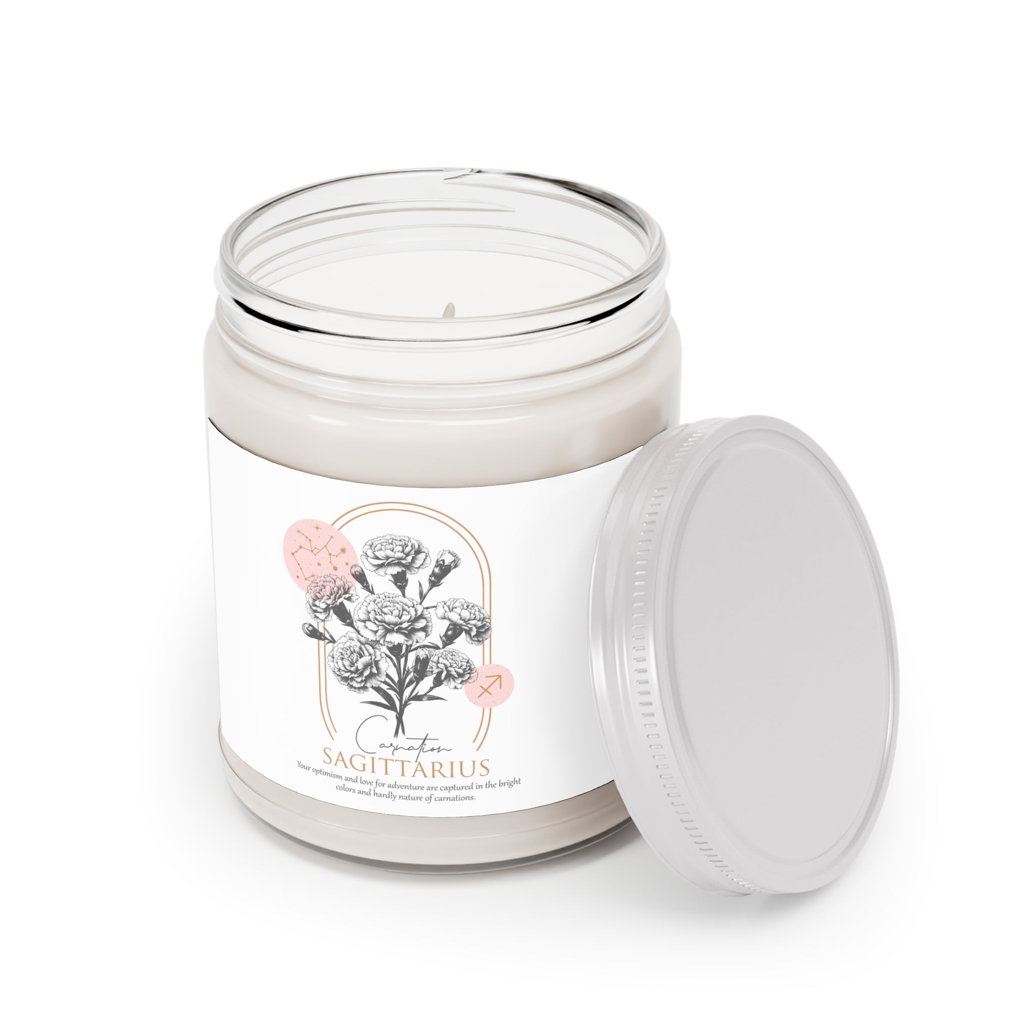 Sagittarius  Candle, Zodiac Candle, Birth Flower Carnation Candle,  Scented Candles, 9oz