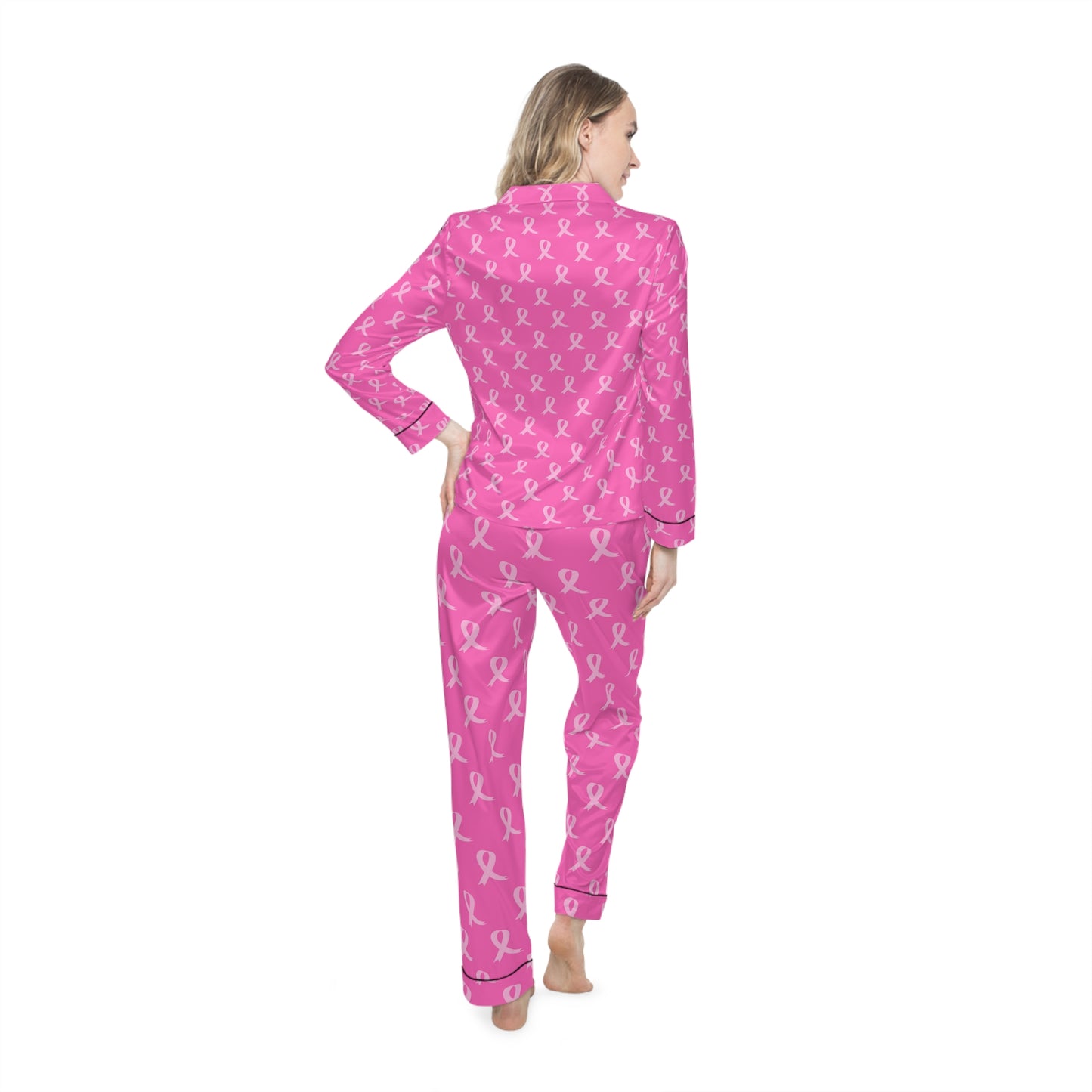 Breast Cancer Awareness Women's Satin Pajamas (AOP)