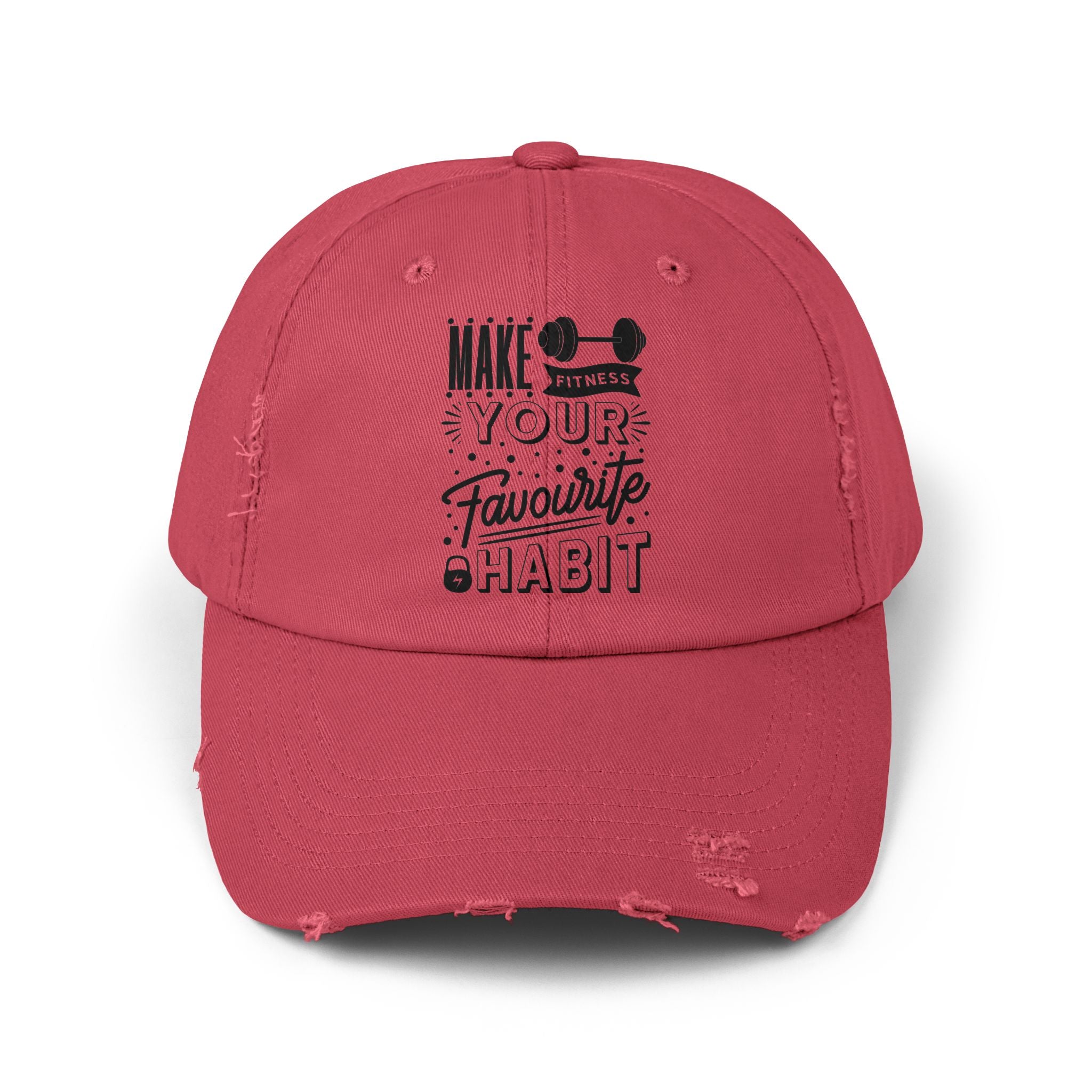 Make Fitness Your Favorite Habit, Make Fitness Your Habit Cap, Fitness Cap, Workout Cap, Unisex Distressed Cap