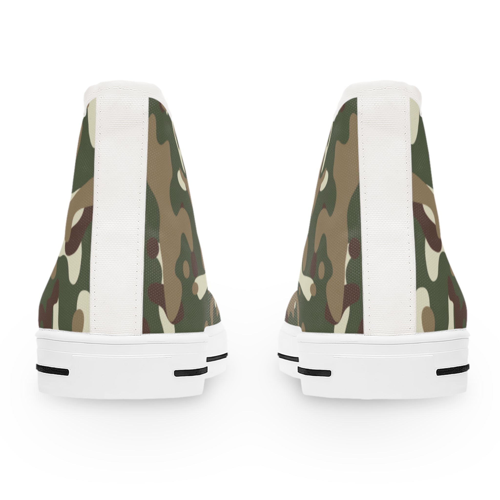 Camouflage Print Sneakers, High Top Camo Sneakers, Camo Print Shoes, Sneakers, Women's High-Top Sneakers