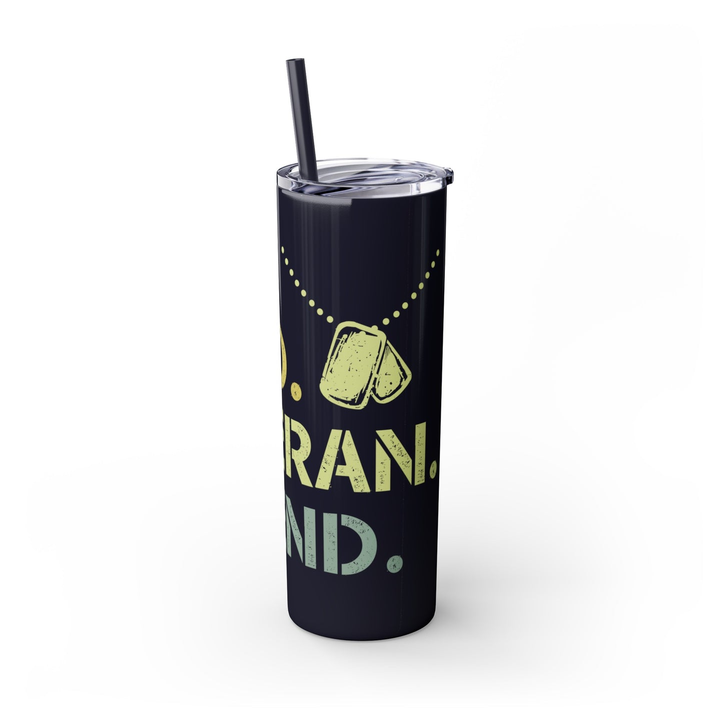 Dad Hero Legend Veteran Skinny Tumbler with Straw, 20oz