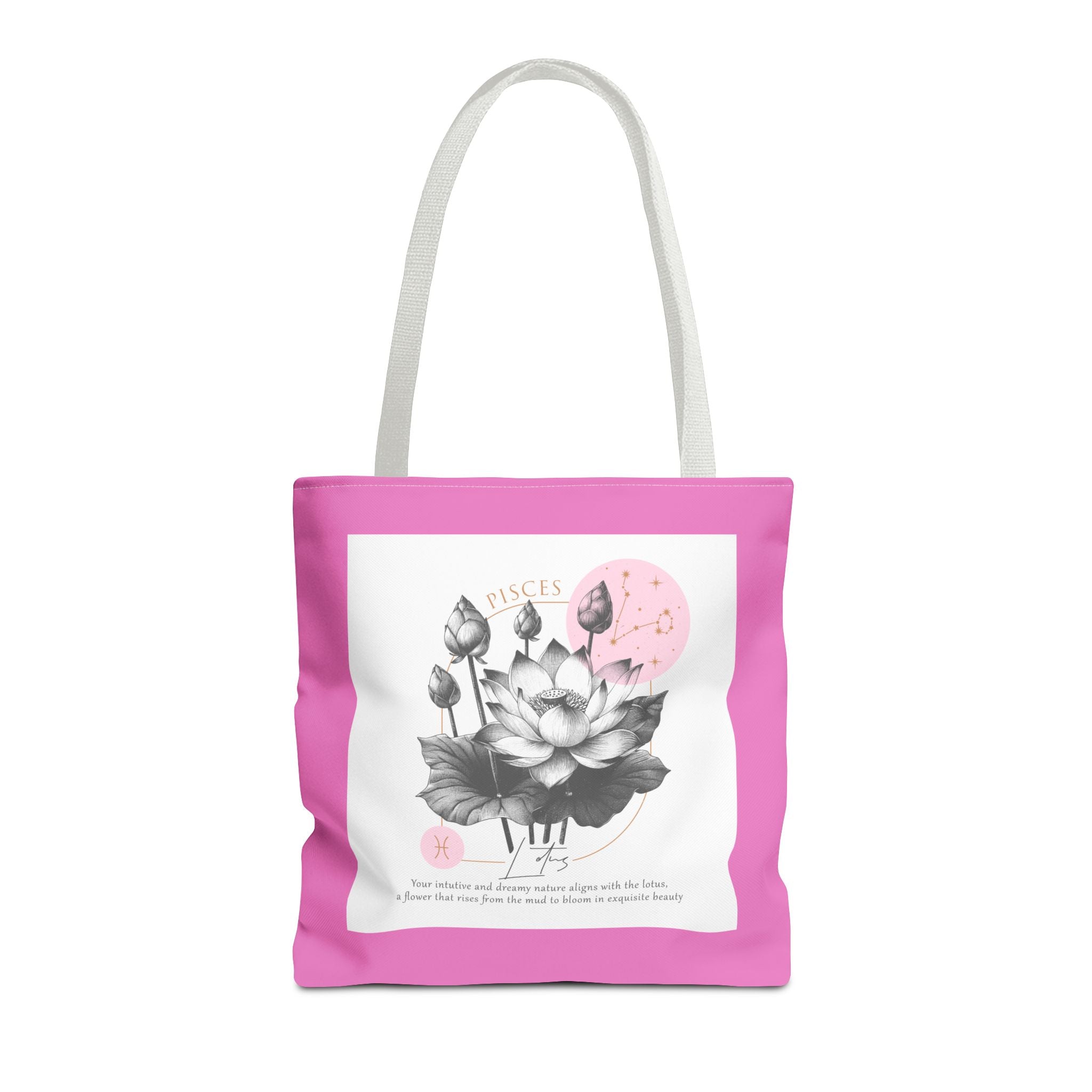 Pisces Tote, Pisces Birth Flower Tote, Lotus Birth Flower Tote, Birth Flower Tote, Lotus Flower Tote Bag