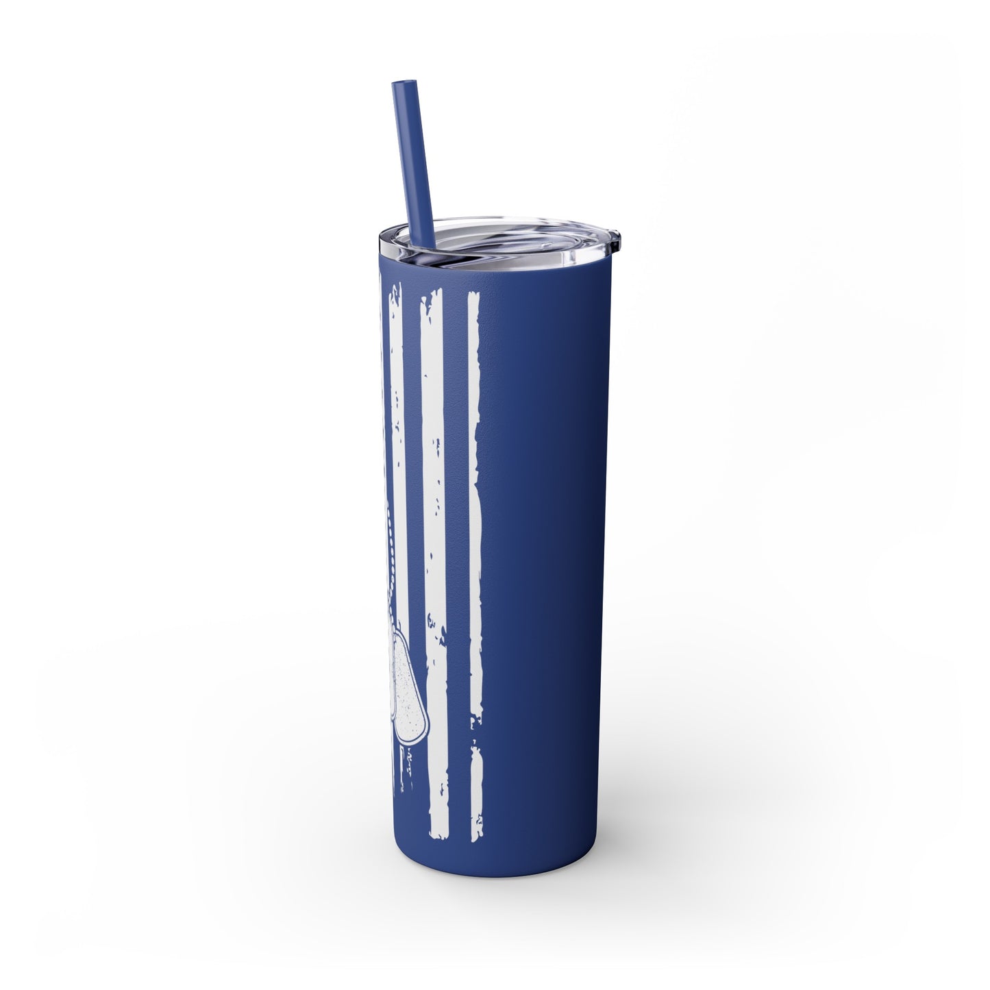 Flag with Tags Veterans Day Skinny Tumbler with Straw, 20oz