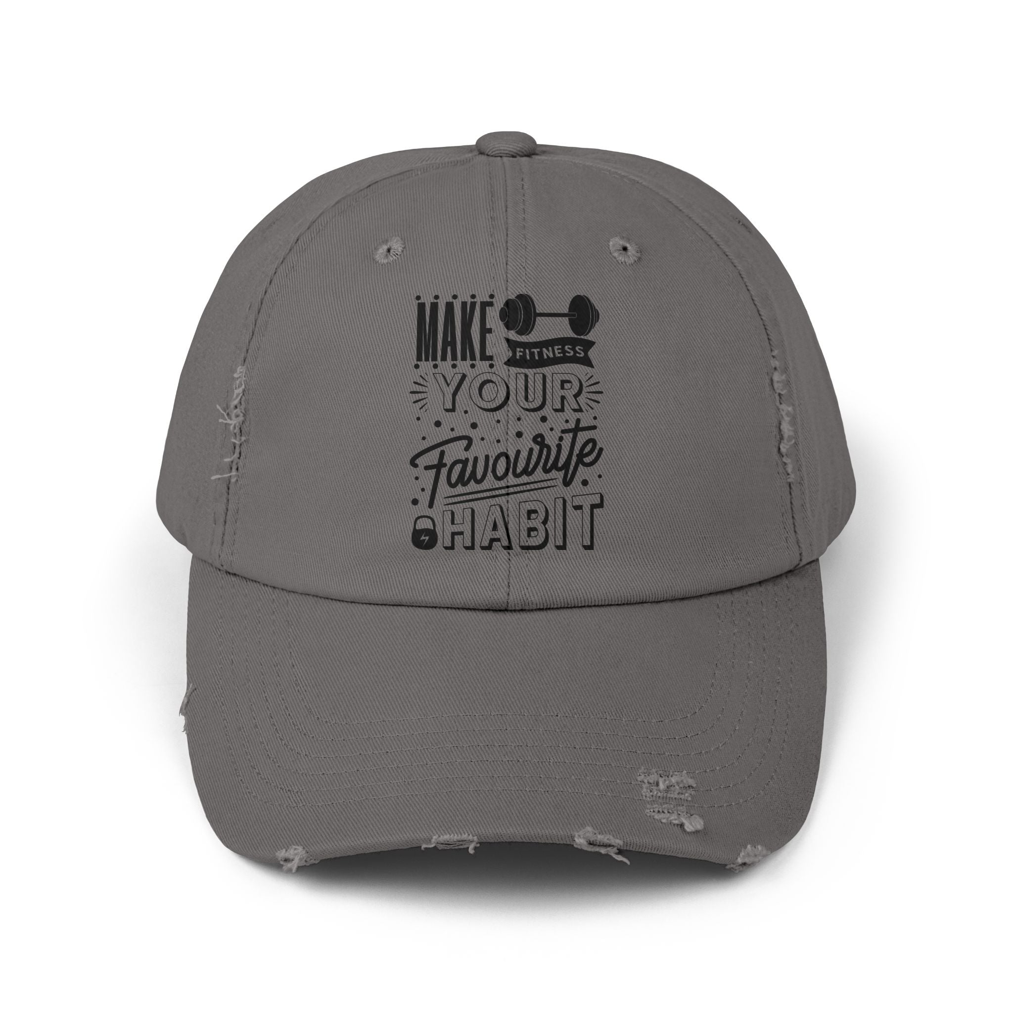 Make Fitness Your Favorite Habit, Make Fitness Your Habit Cap, Fitness Cap, Workout Cap, Unisex Distressed Cap