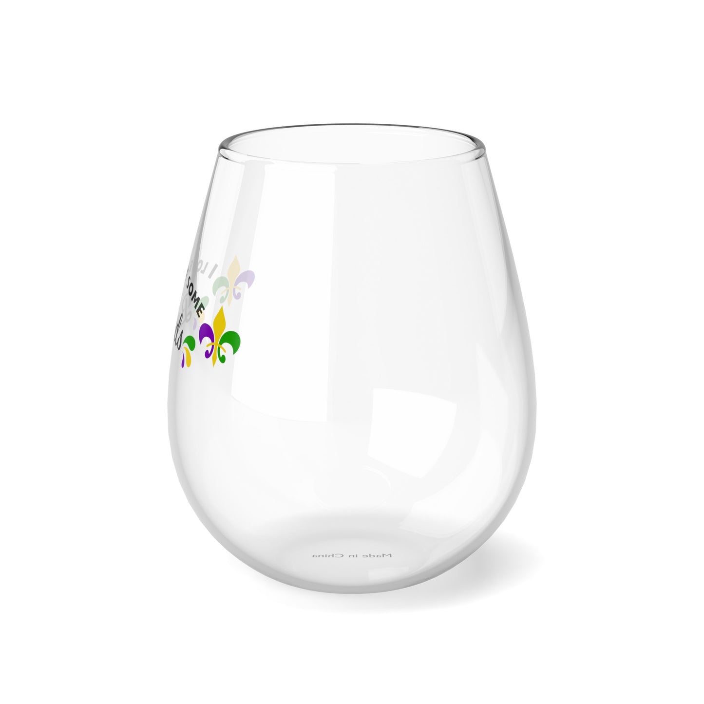 I Love Me Some Beads Stemless Wine Glass, 11.75oz