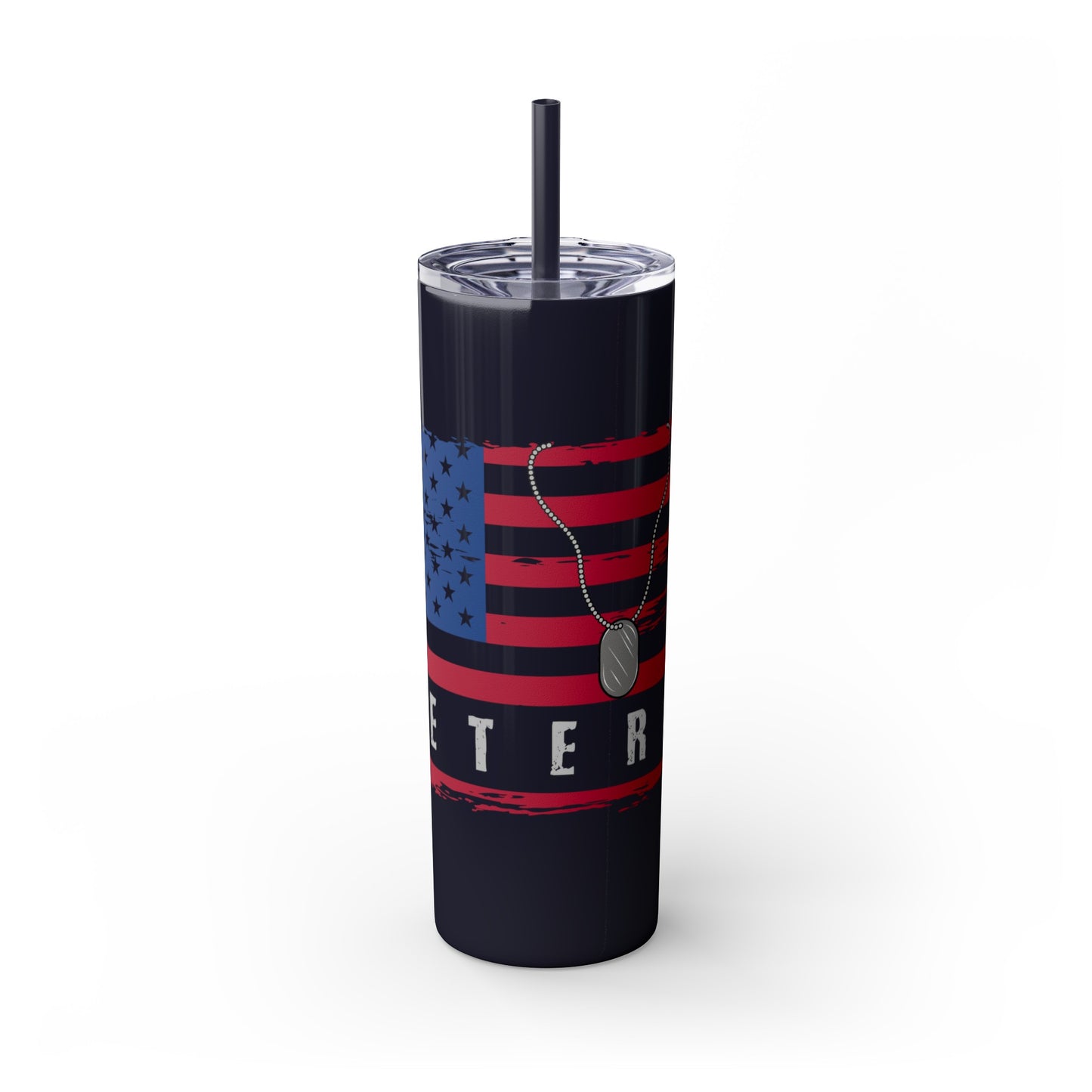 Veteran Skinny Tumbler with Straw, 20oz