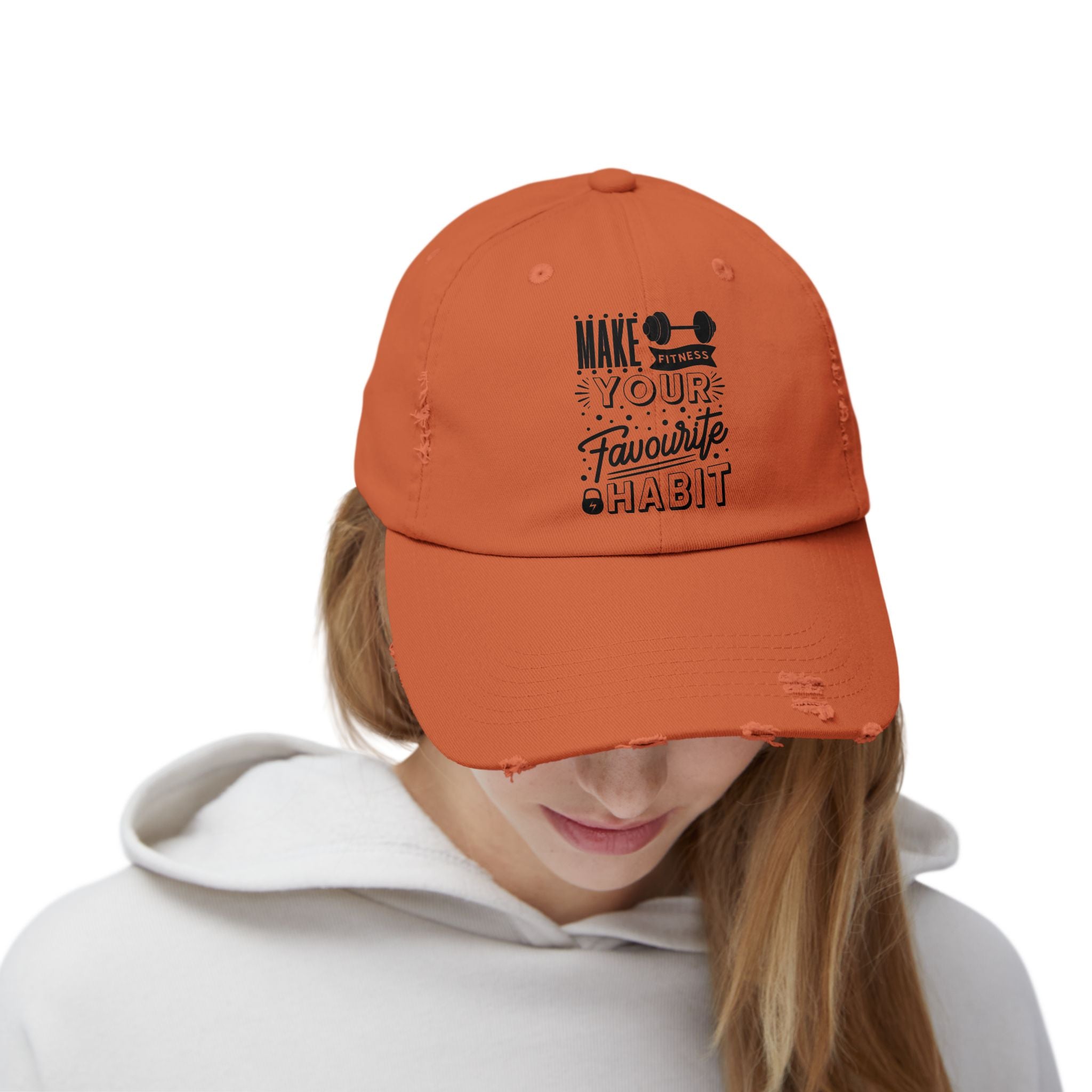Make Fitness Your Favorite Habit, Make Fitness Your Habit Cap, Fitness Cap, Workout Cap, Unisex Distressed Cap