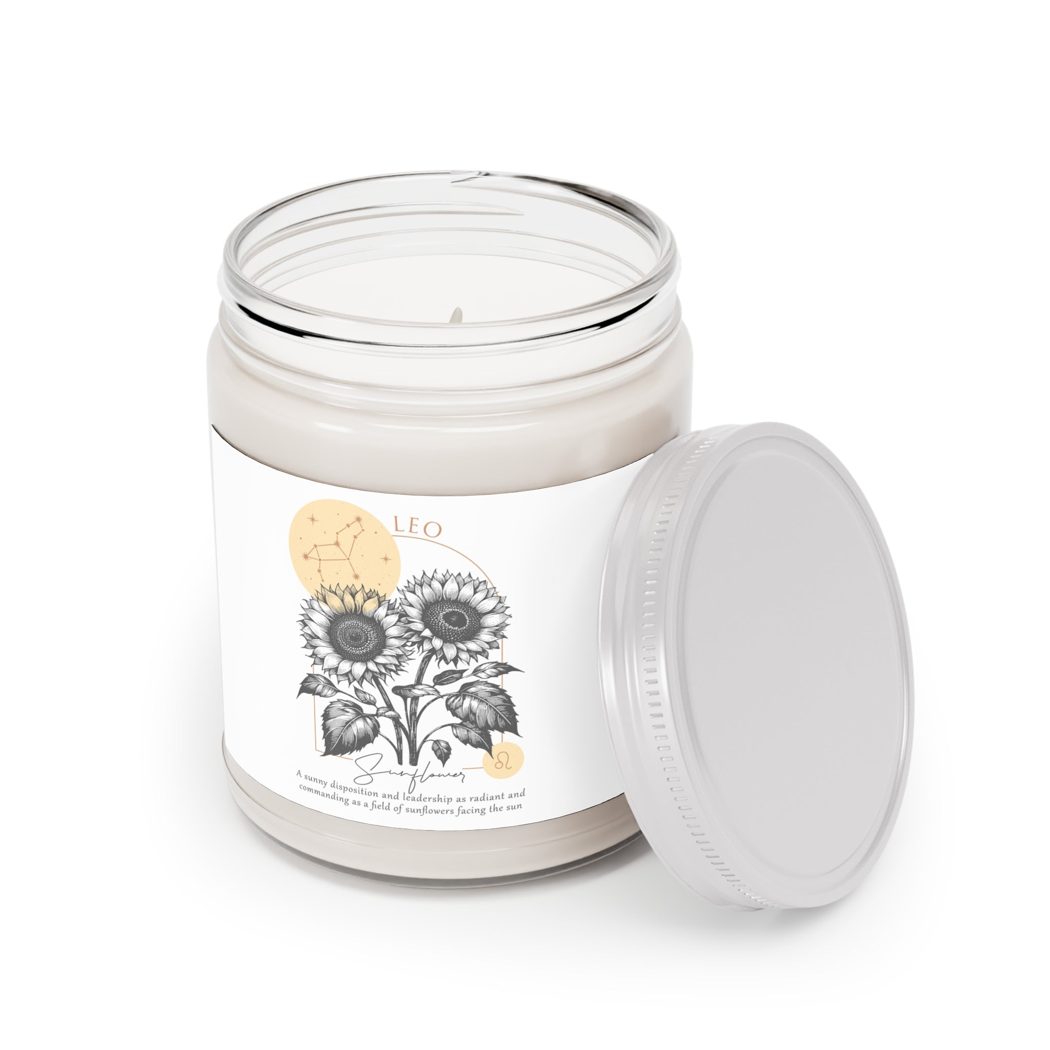 Leo Candle, Zodiac Candle, Birth Flower Sunflower Candle,  Scented Candles, 9oz