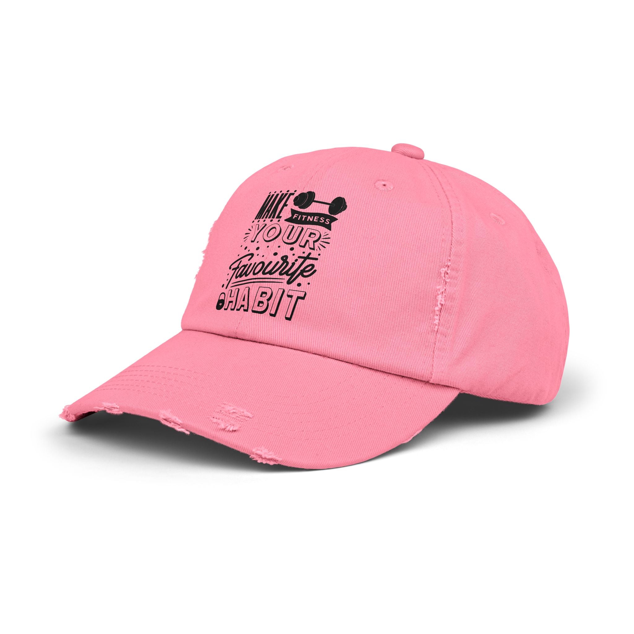 Make Fitness Your Favorite Habit, Make Fitness Your Habit Cap, Fitness Cap, Workout Cap, Unisex Distressed Cap