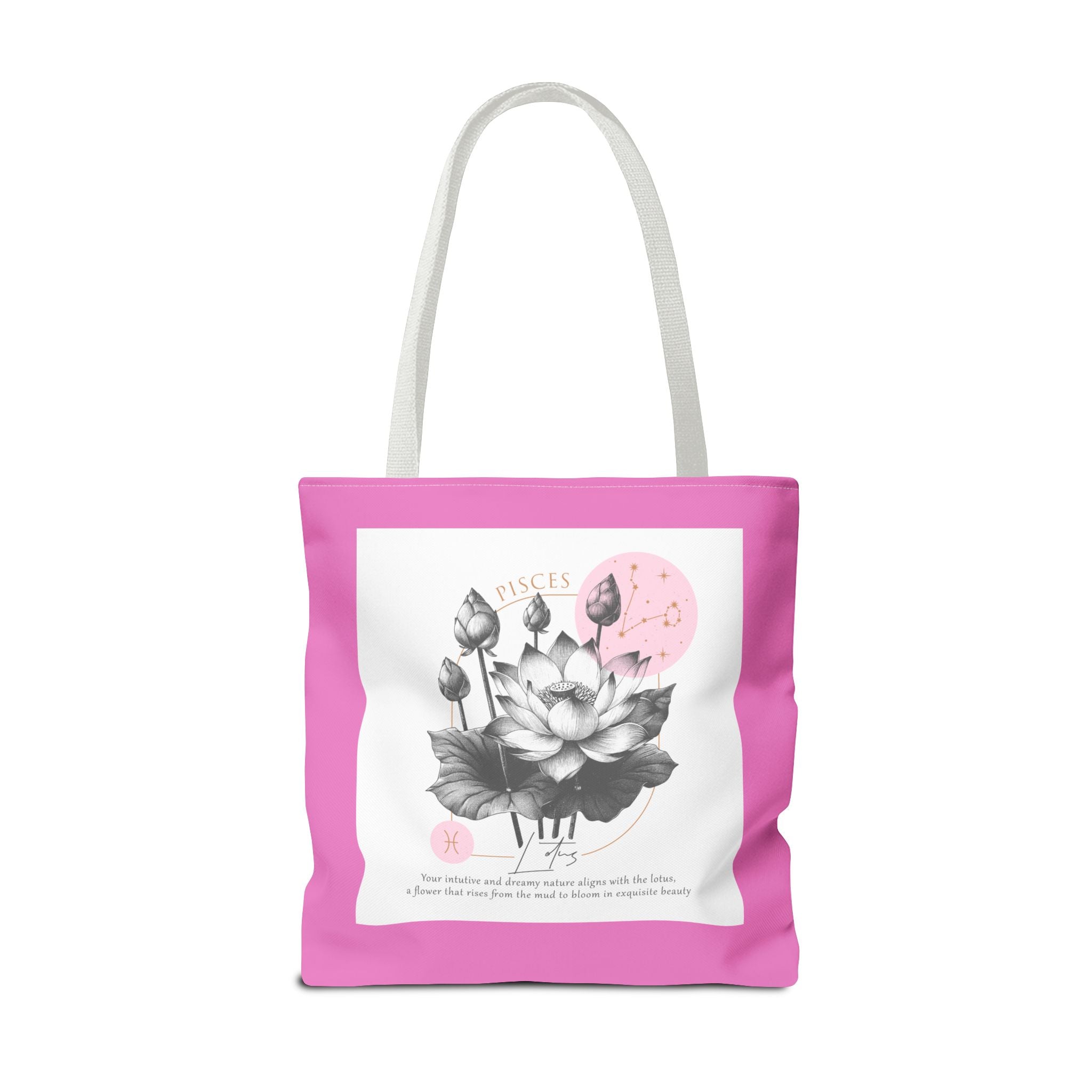 Pisces Tote, Pisces Birth Flower Tote, Lotus Birth Flower Tote, Birth Flower Tote, Lotus Flower Tote Bag