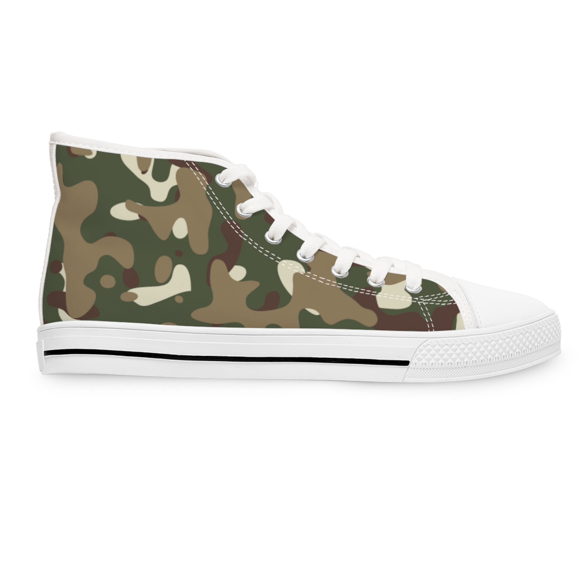Camouflage Print Sneakers, High Top Camo Sneakers, Camo Print Shoes, Sneakers, Women's High-Top Sneakers