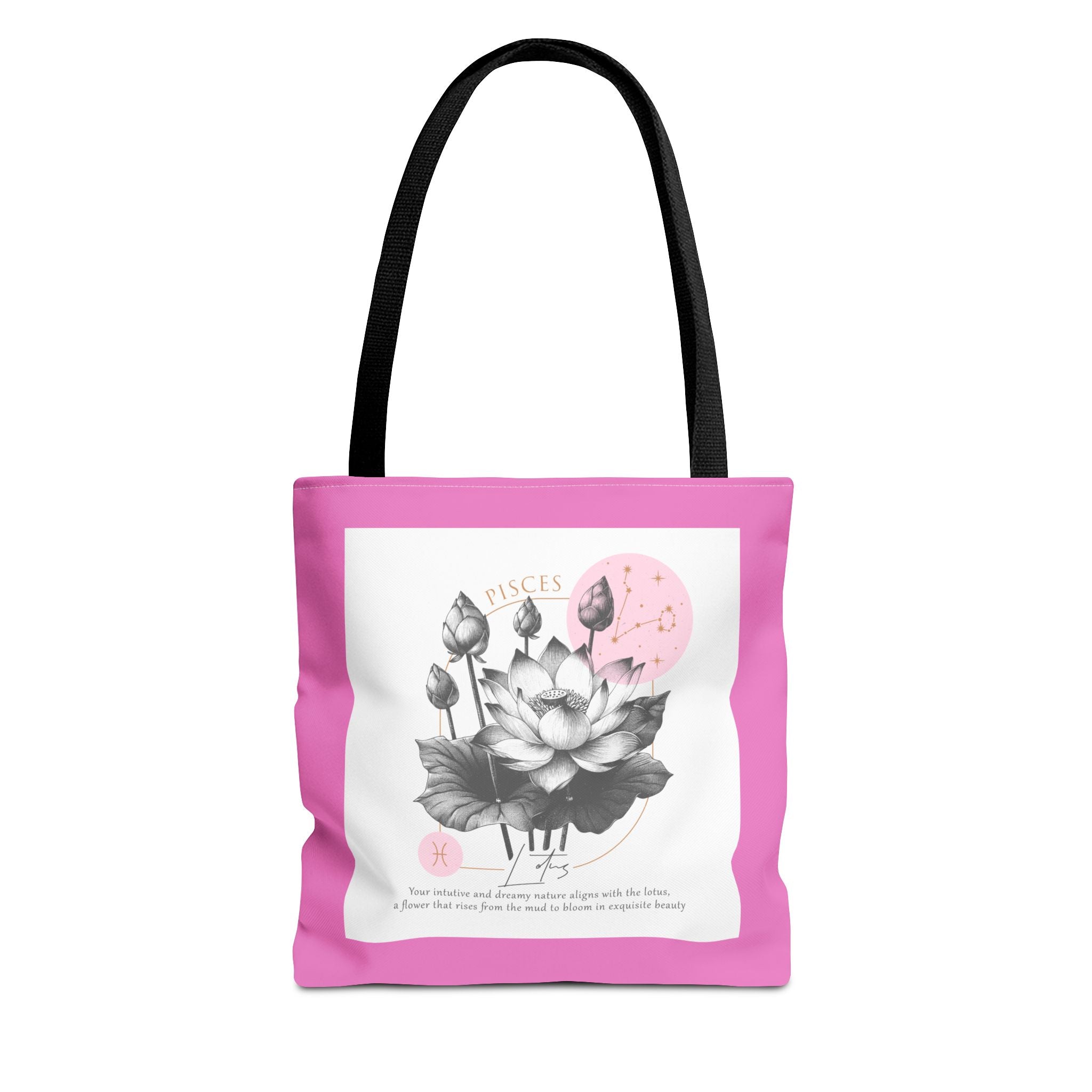 Pisces Tote, Pisces Birth Flower Tote, Lotus Birth Flower Tote, Birth Flower Tote, Lotus Flower Tote Bag