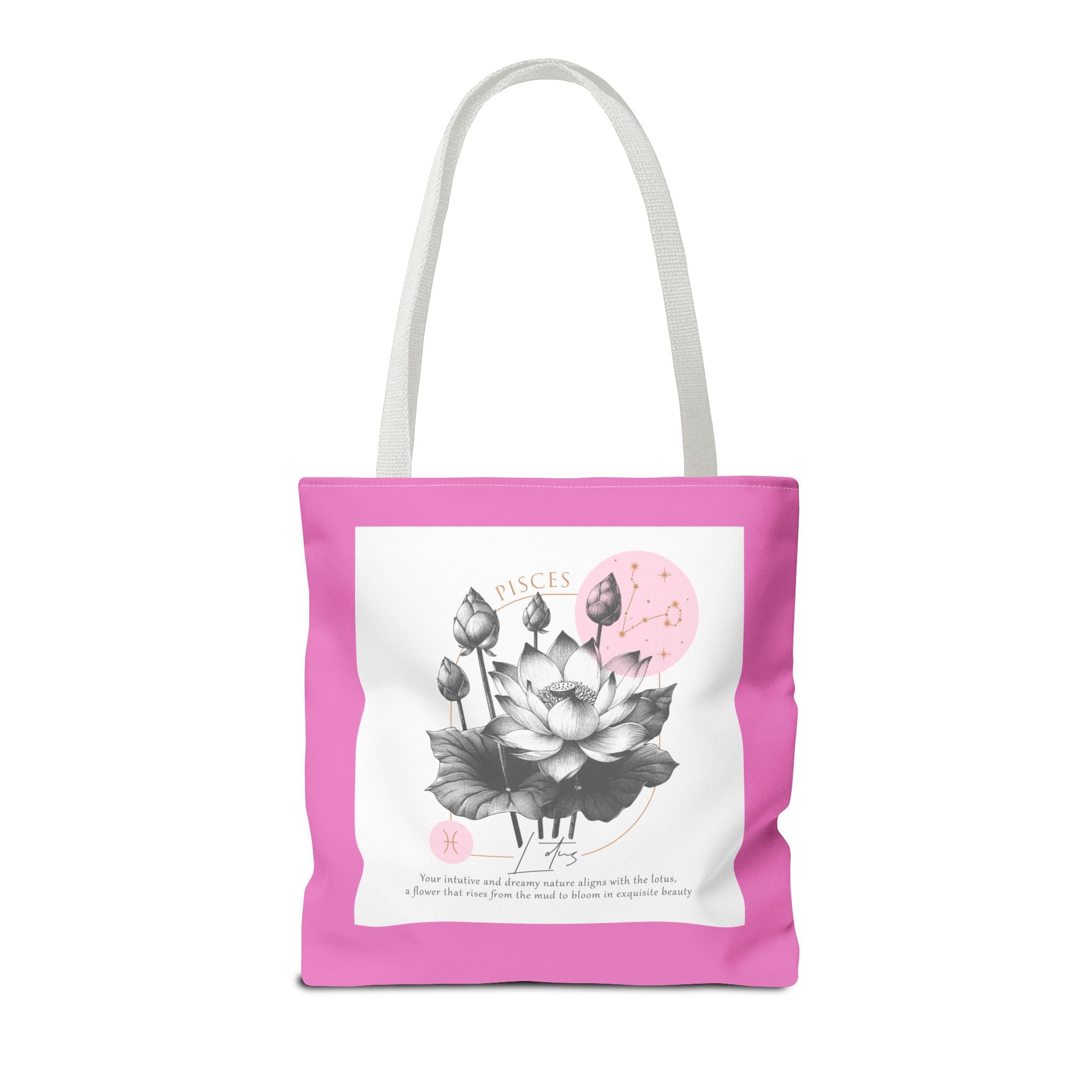 Pisces Tote, Pisces Birth Flower Tote, Lotus Birth Flower Tote, Birth Flower Tote, Lotus Flower Tote Bag