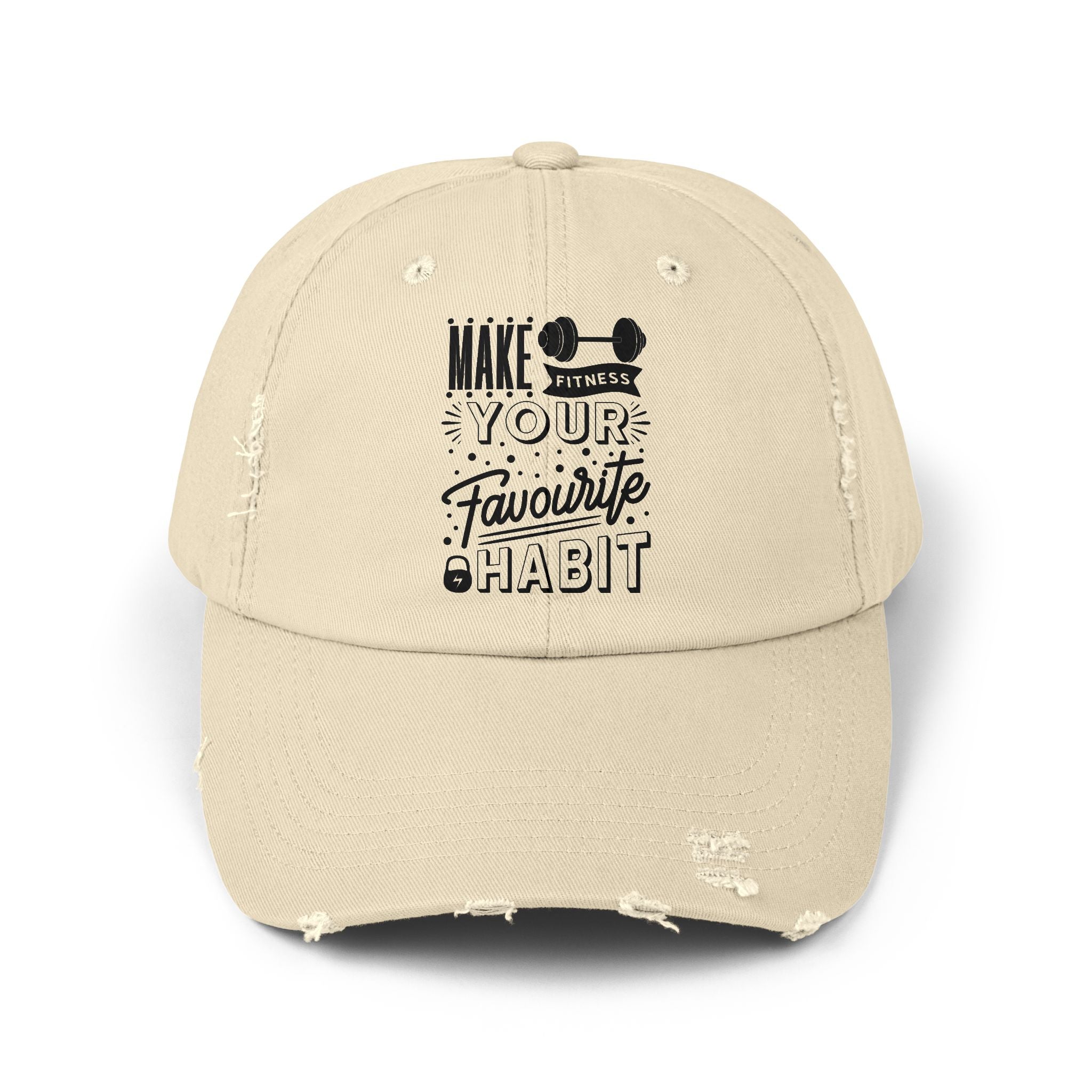 Make Fitness Your Favorite Habit, Make Fitness Your Habit Cap, Fitness Cap, Workout Cap, Unisex Distressed Cap