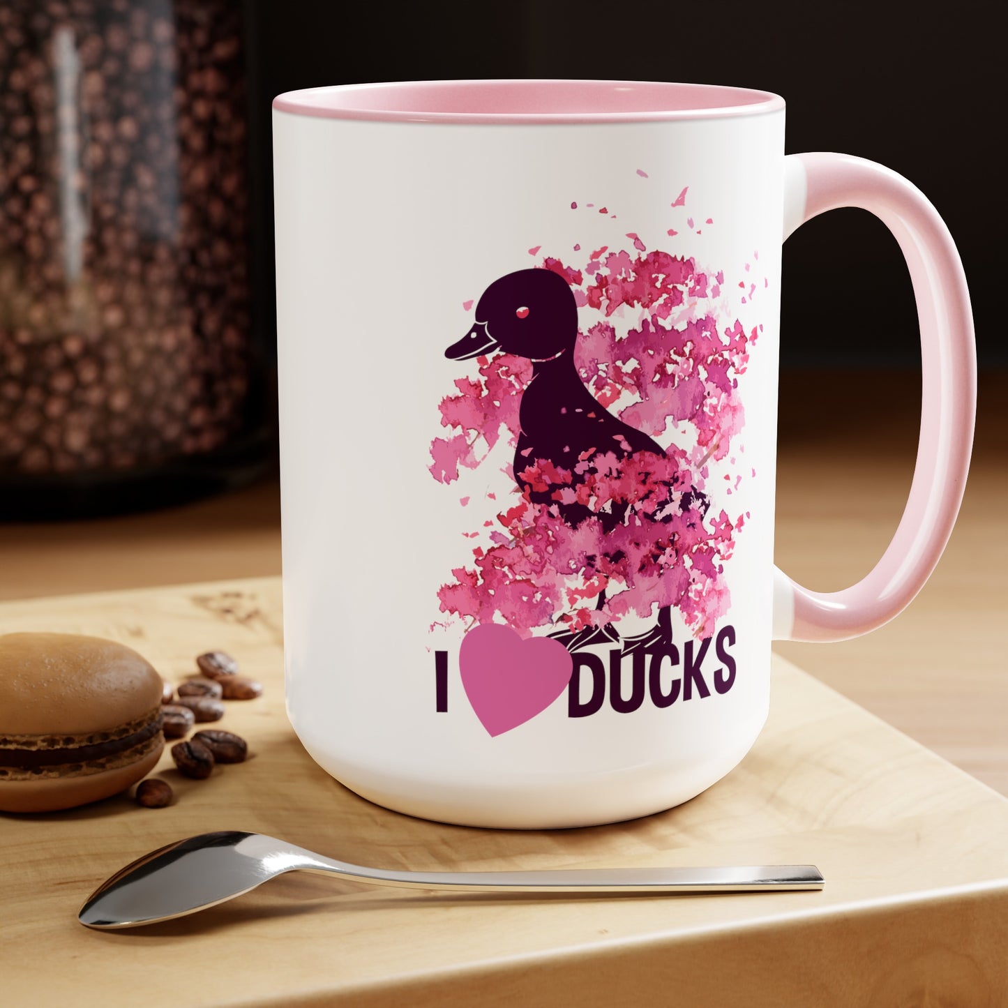 I Love Ducks Two-Tone Coffee Mugs, 15oz