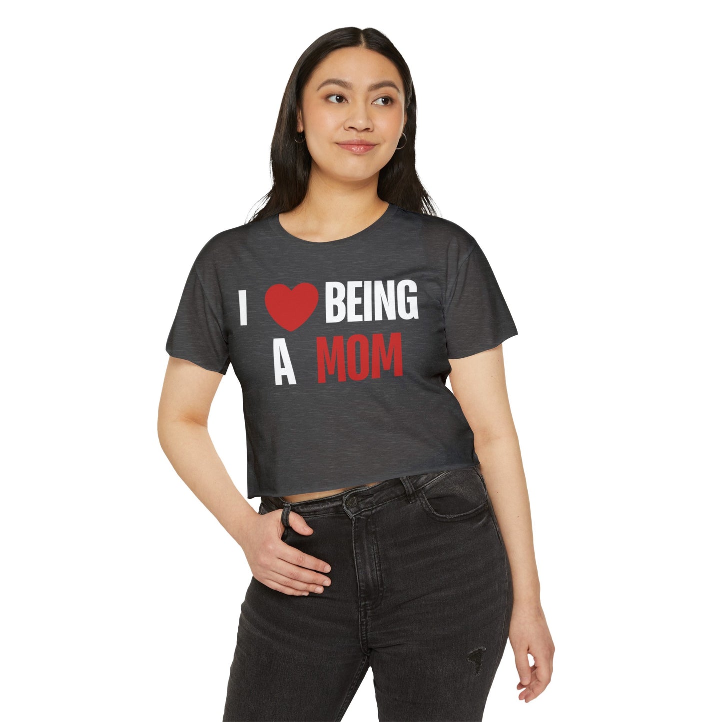 I Love Being A Mom, I Love Being A Mom T-Shirt, My Kids Think, My Family Thinks, My Child Thinks, A Mother Is, Custom Mothers Day Gift for Mom, Women's Festival Crop Top