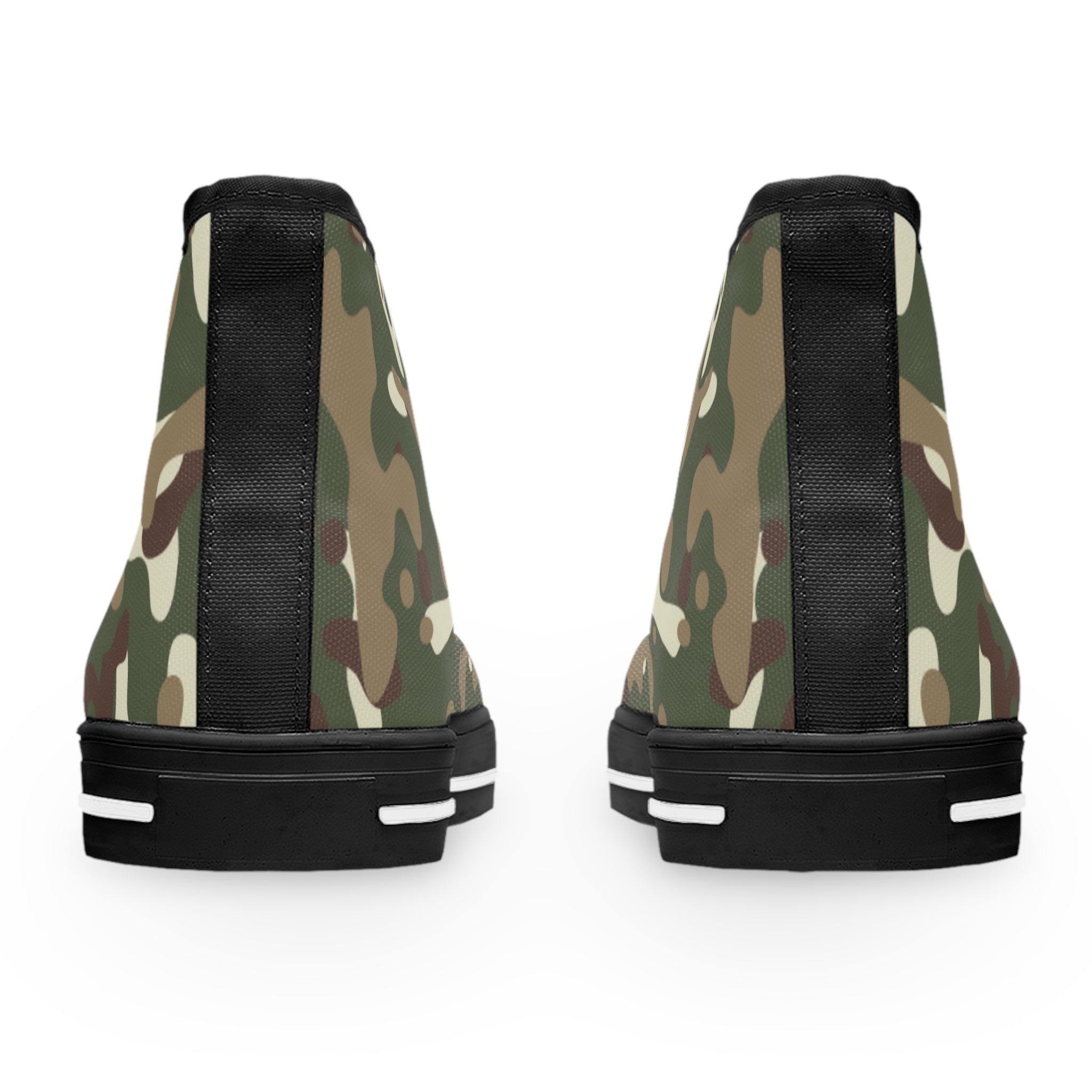 Camouflage Print Sneakers, High Top Camo Sneakers, Camo Print Shoes, Sneakers, Women's High-Top Sneakers