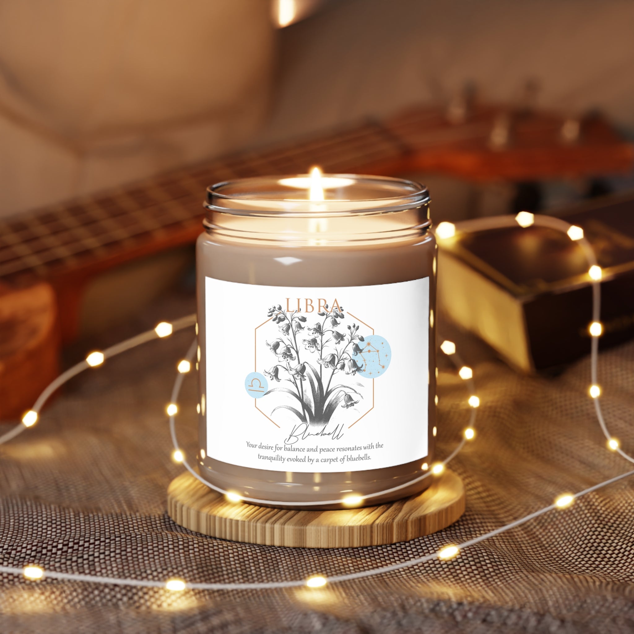Libra Candle, Zodiac Candle, Birth Flower Blue Bells Candle,  Scented Candles, 9oz